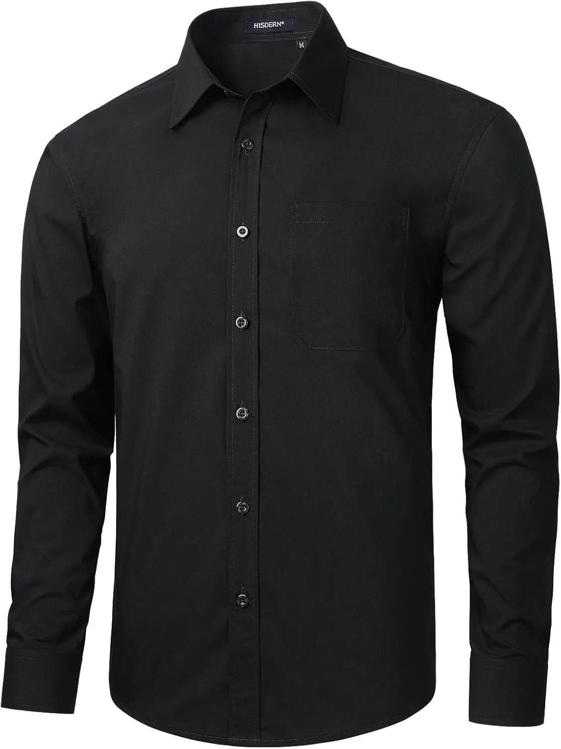 HISDERN Mens Dress Shirts Long Sleeve Button Down Shirts for Men Casual Solid Formal Business Regular Fit Shirt with Pocket