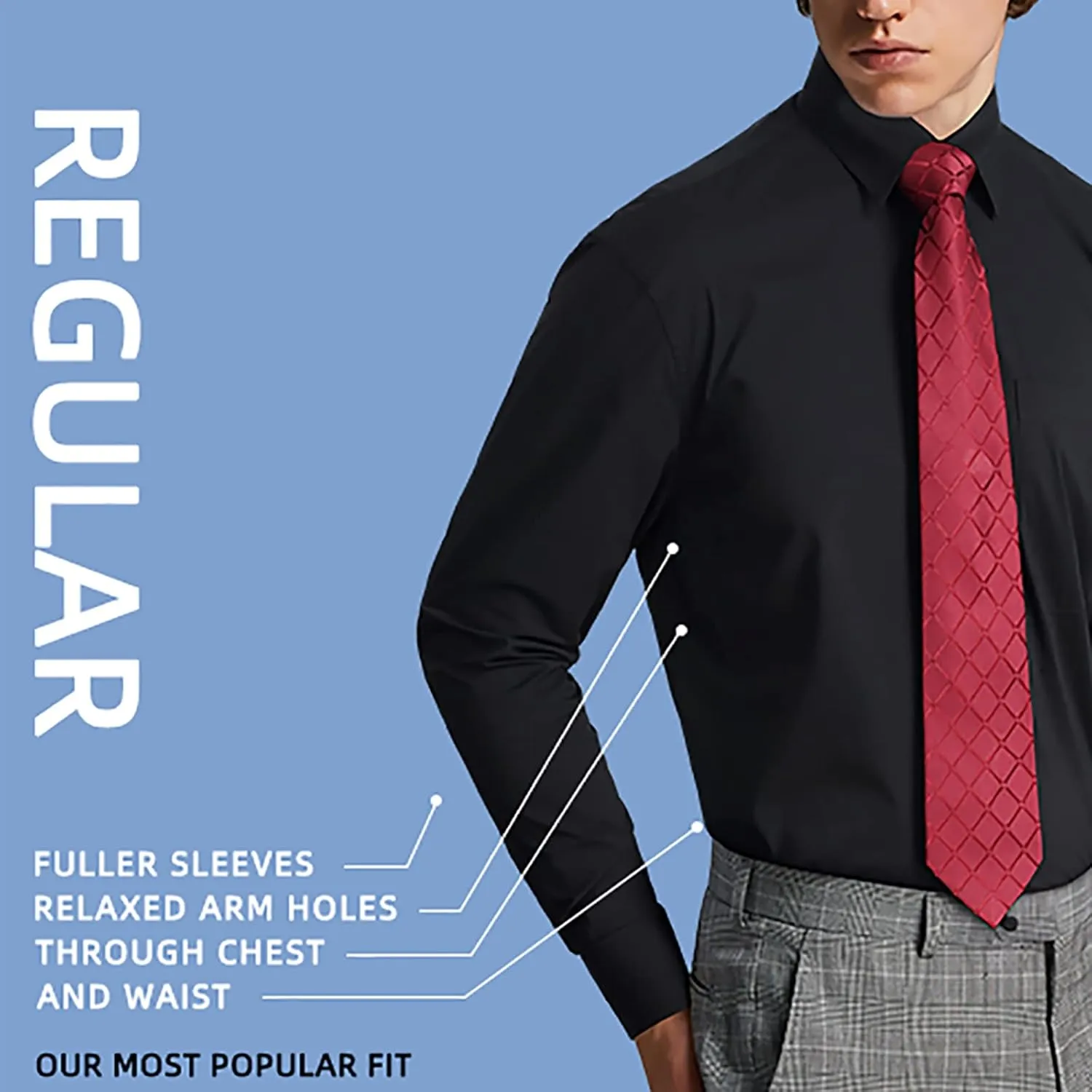HISDERN Mens Dress Shirts Long Sleeve Button Down Shirts for Men Casual Solid Formal Business Regular Fit Shirt with Pocket