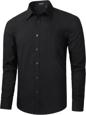 HISDERN Mens Dress Shirts Long Sleeve Button Down Shirts for Men Casual Solid Formal Business Regular Fit Shirt with Pocket