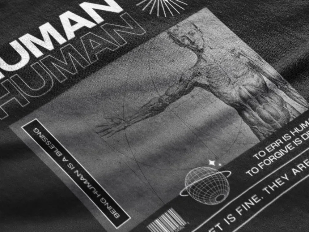 Human - Unisex Oversized Cotton Graphic Printed T-Shirt