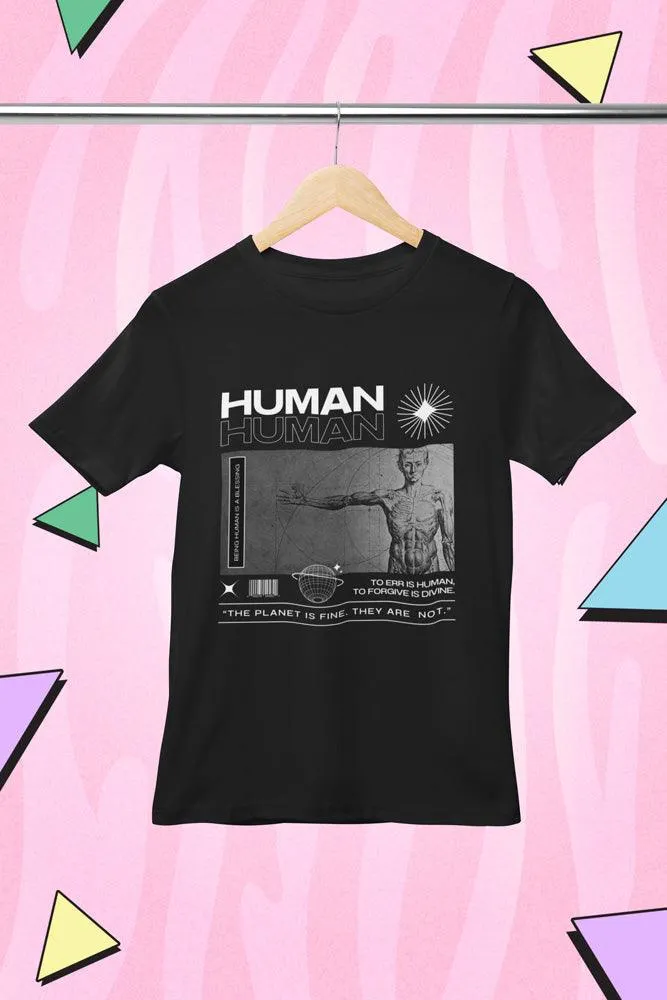 Human - Unisex Oversized Cotton Graphic Printed T-Shirt
