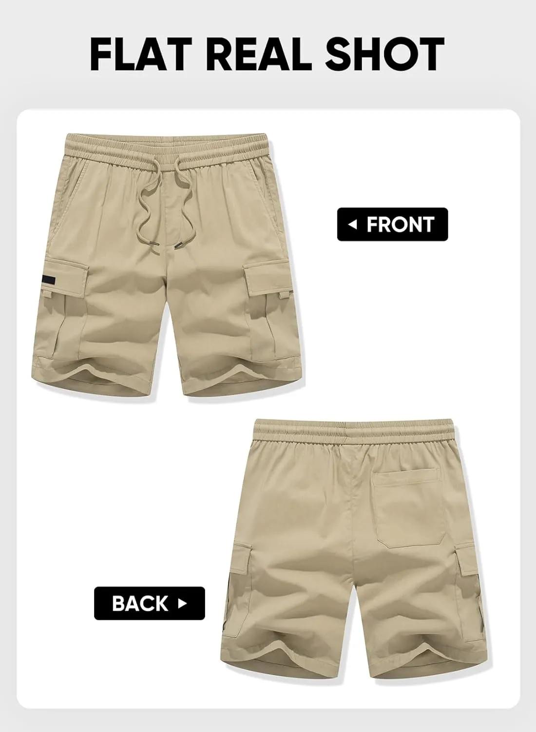 JMIERR Men's Casual Stretch Cargo Shorts Classic Drawstring Elastic Waist Summer Work Short with Multi Pockets