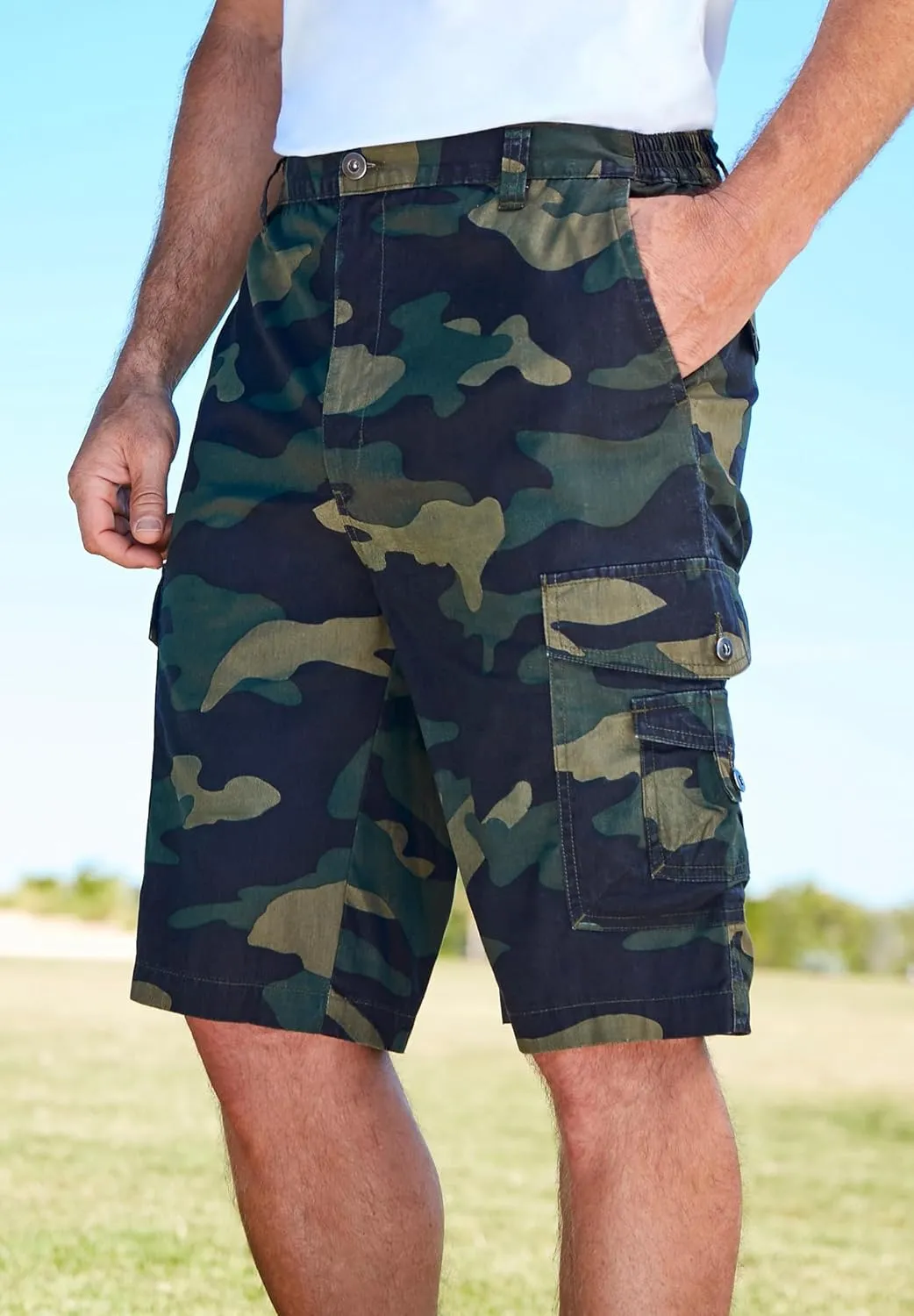 KingSize Men's Big & Tall 10" Side Elastic Canyon Cargo Shorts