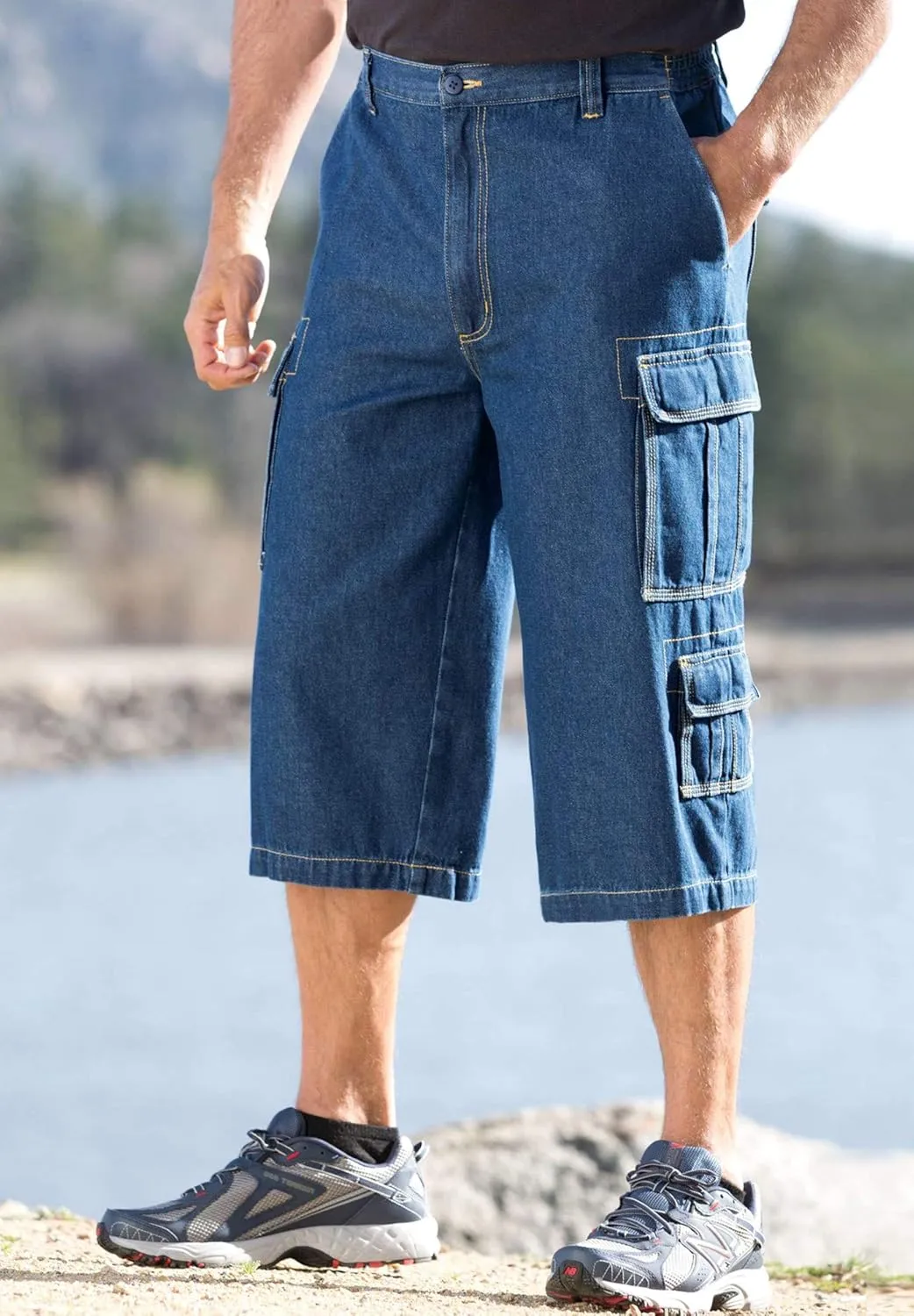 KingSize Men's Big & Tall 17" Side Elastic Cargo Shorts