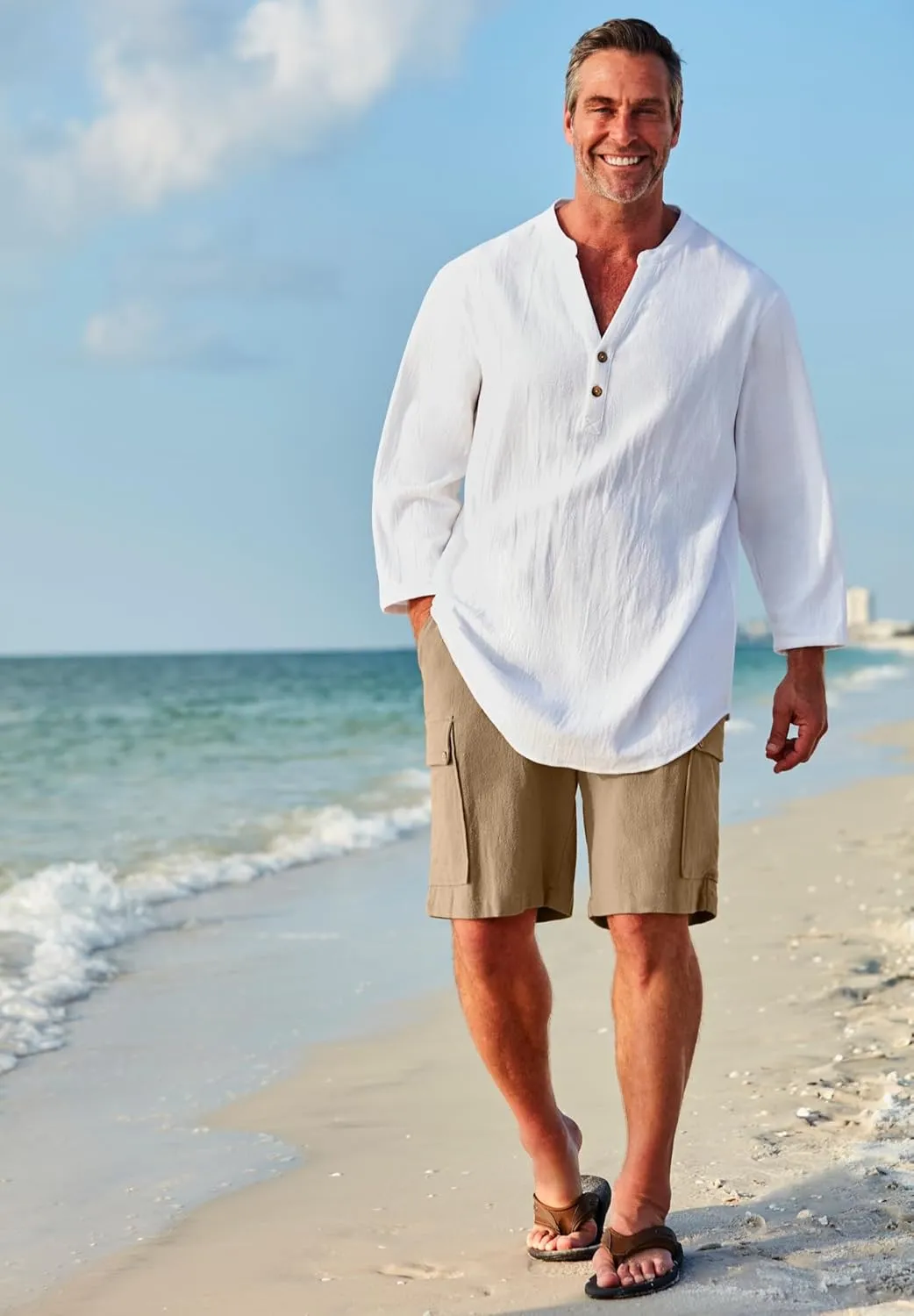 KingSize Men's Big & Tall Full Elastic Waist Gauze Cargo Shorts