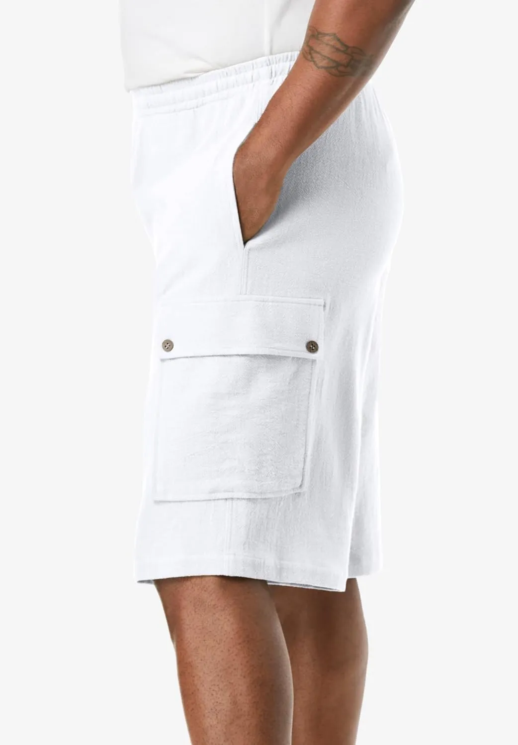 KingSize Men's Big & Tall Full Elastic Waist Gauze Cargo Shorts