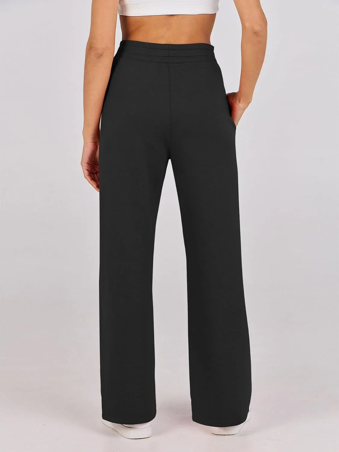 Kubbon Wide Leg Pants for Women High Waist Trousers Adjustable Knotted Comfy Loose Sweatpants Summer Casual Jogging Pants