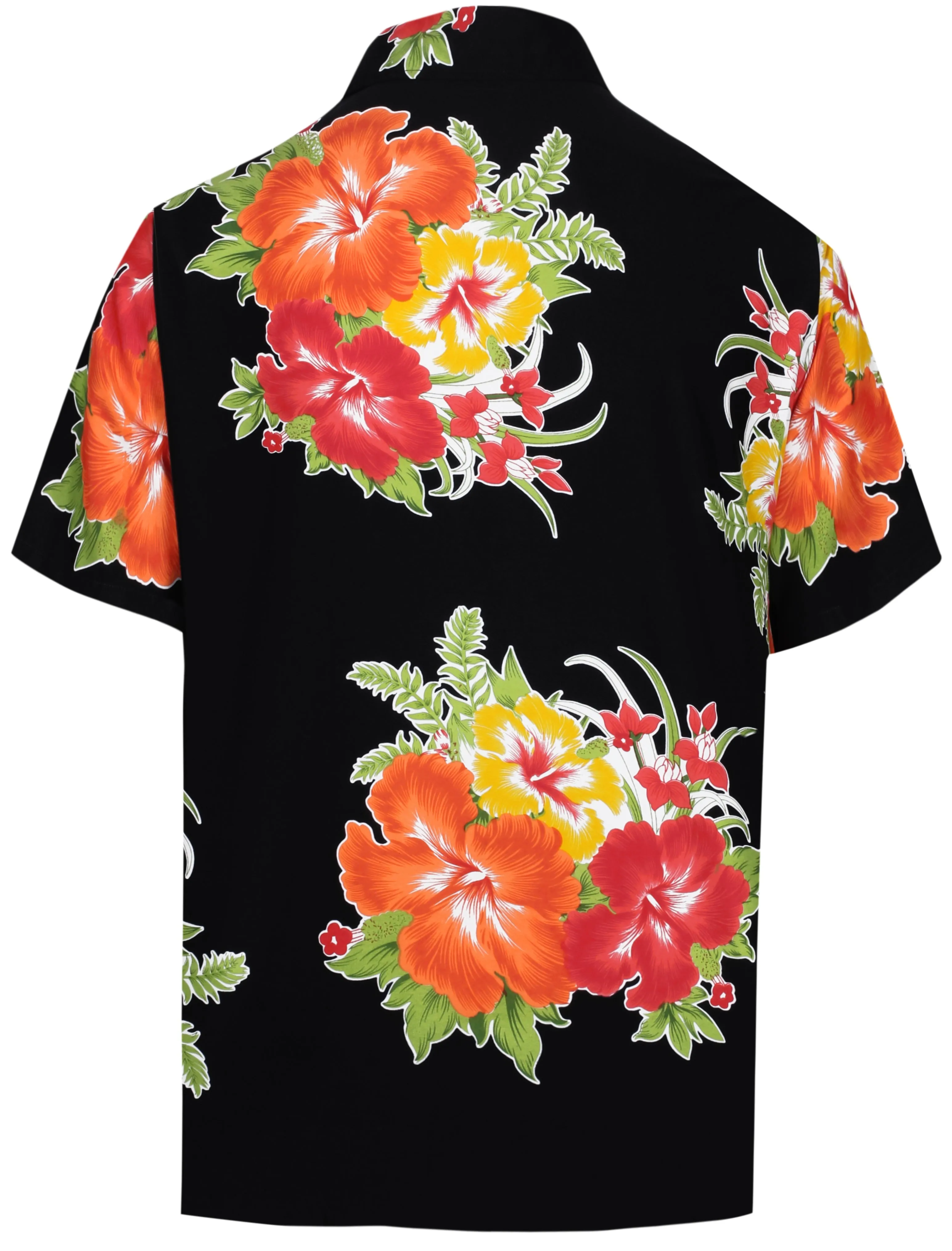 LA LEELA Men's Casual Beach hawaiian Shirt Aloha Tropical Beach  front Pocket Short sleeve Black