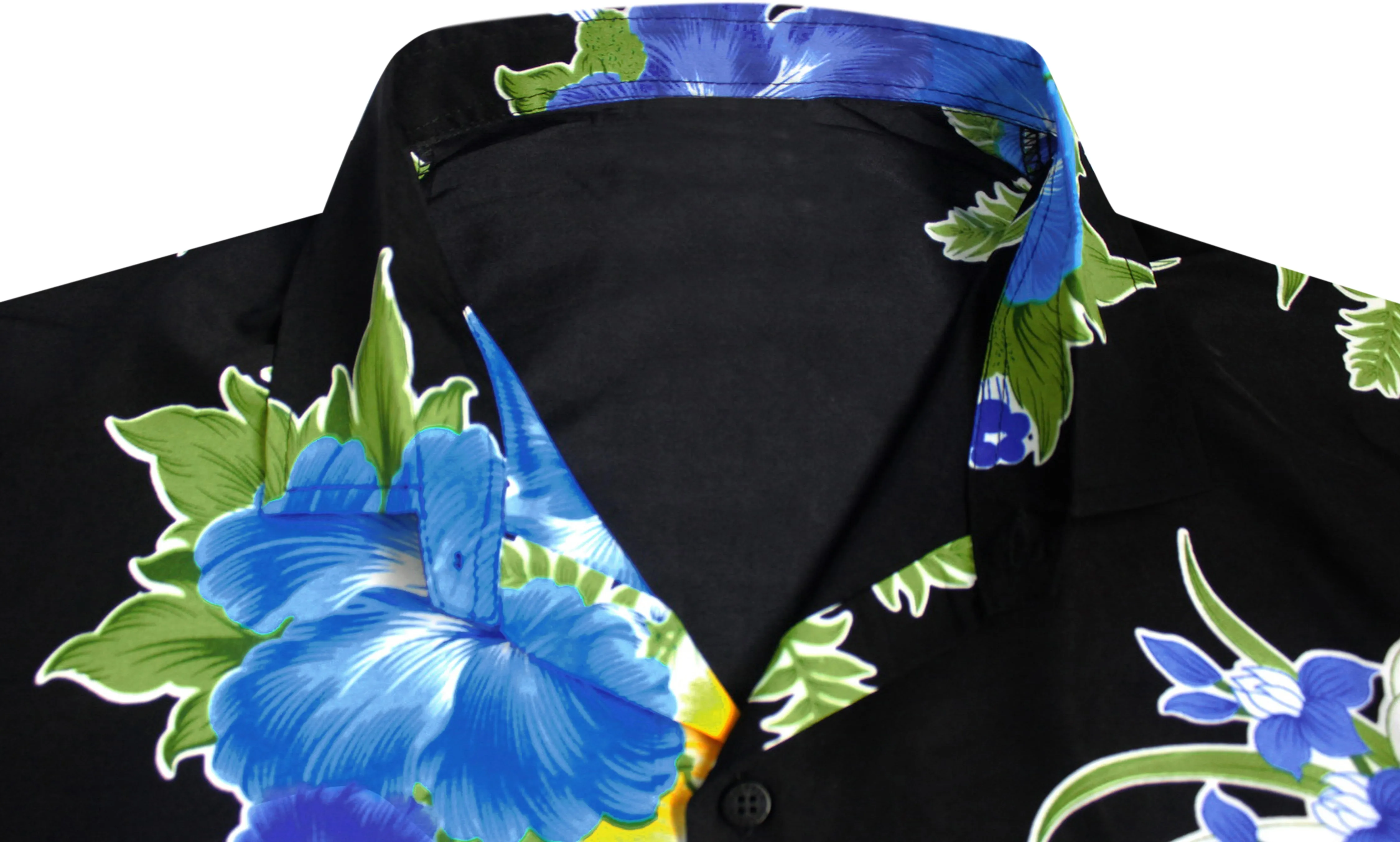 LA LEELA Shirt Casual Button Down Short Sleeve Beach Shirt Men Aloha Pocket Blue_W319
