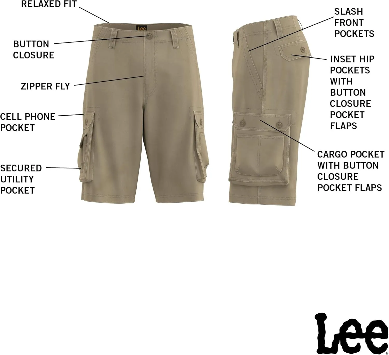 Lee Men's Big & Tall New Belted Wyoming Cargo Short