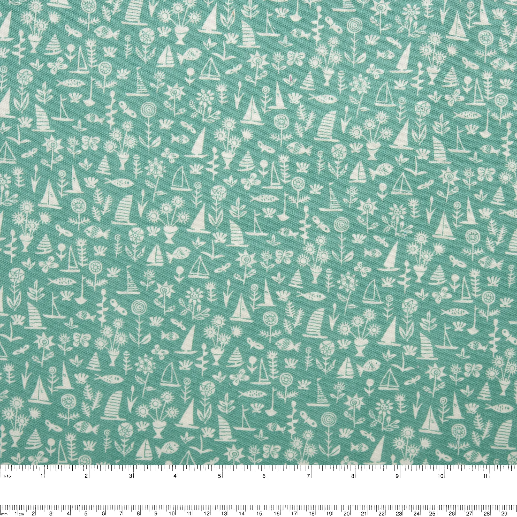 LIBERTY of PARIS Printed Cotton - Sailboat - Sea Green