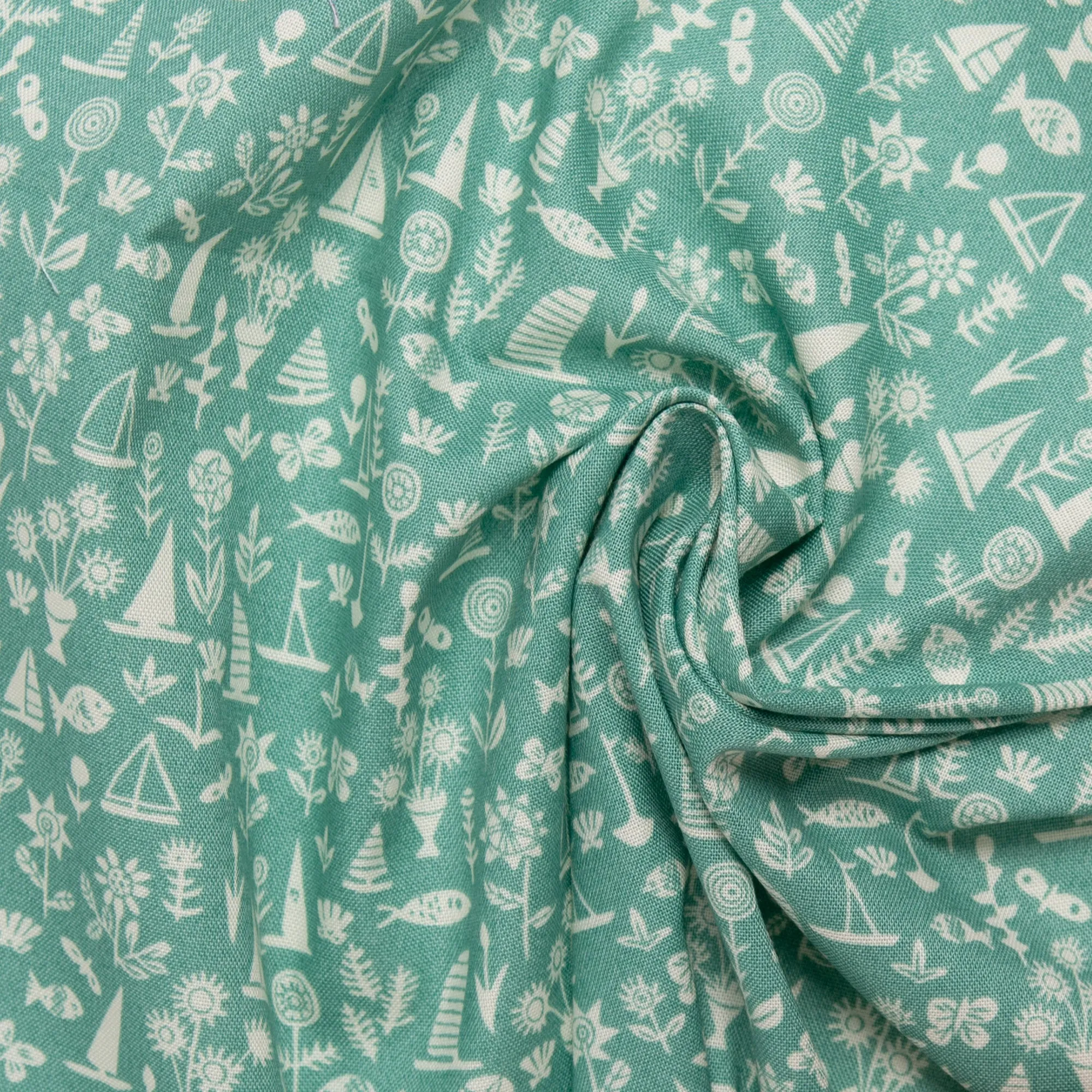 LIBERTY of PARIS Printed Cotton - Sailboat - Sea Green