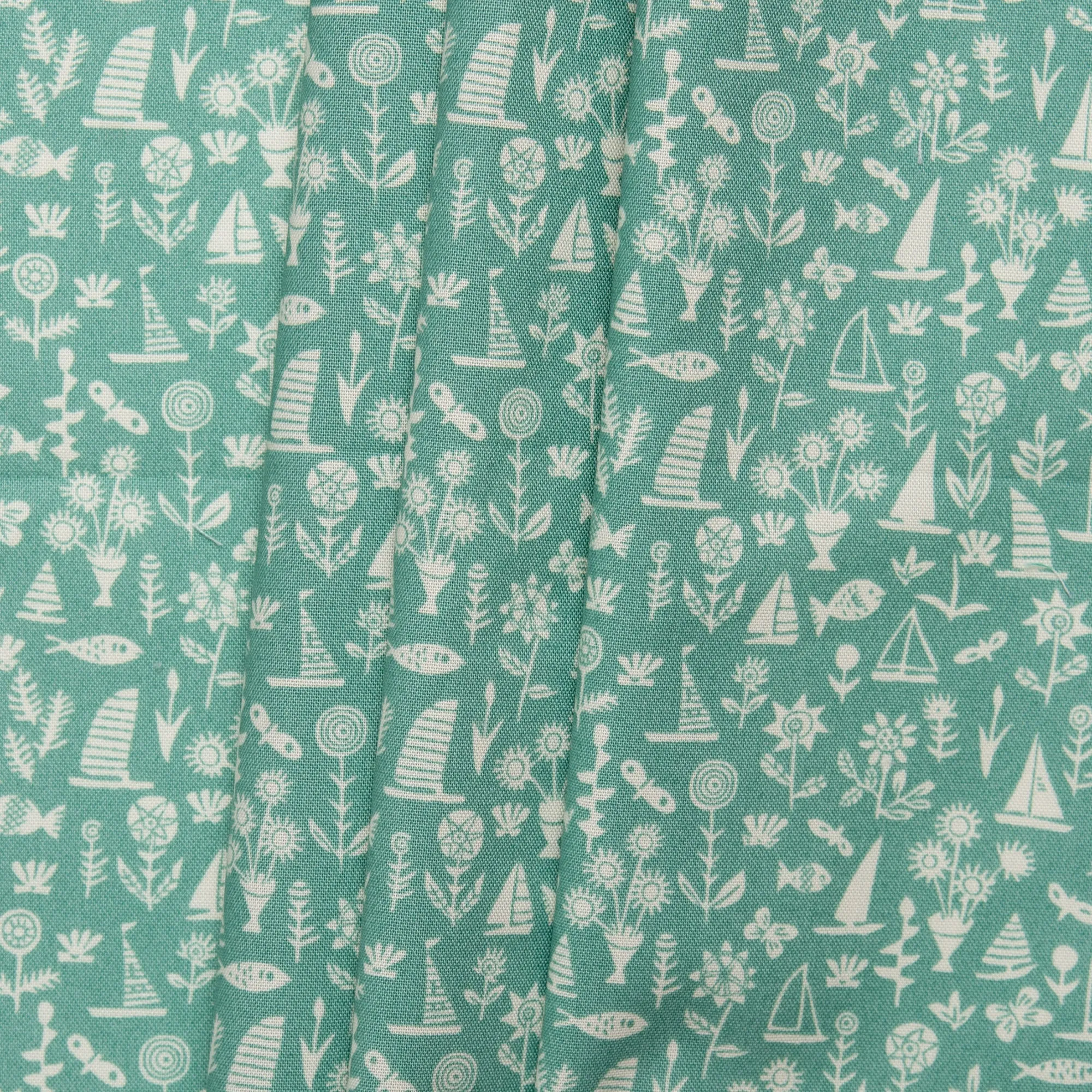LIBERTY of PARIS Printed Cotton - Sailboat - Sea Green