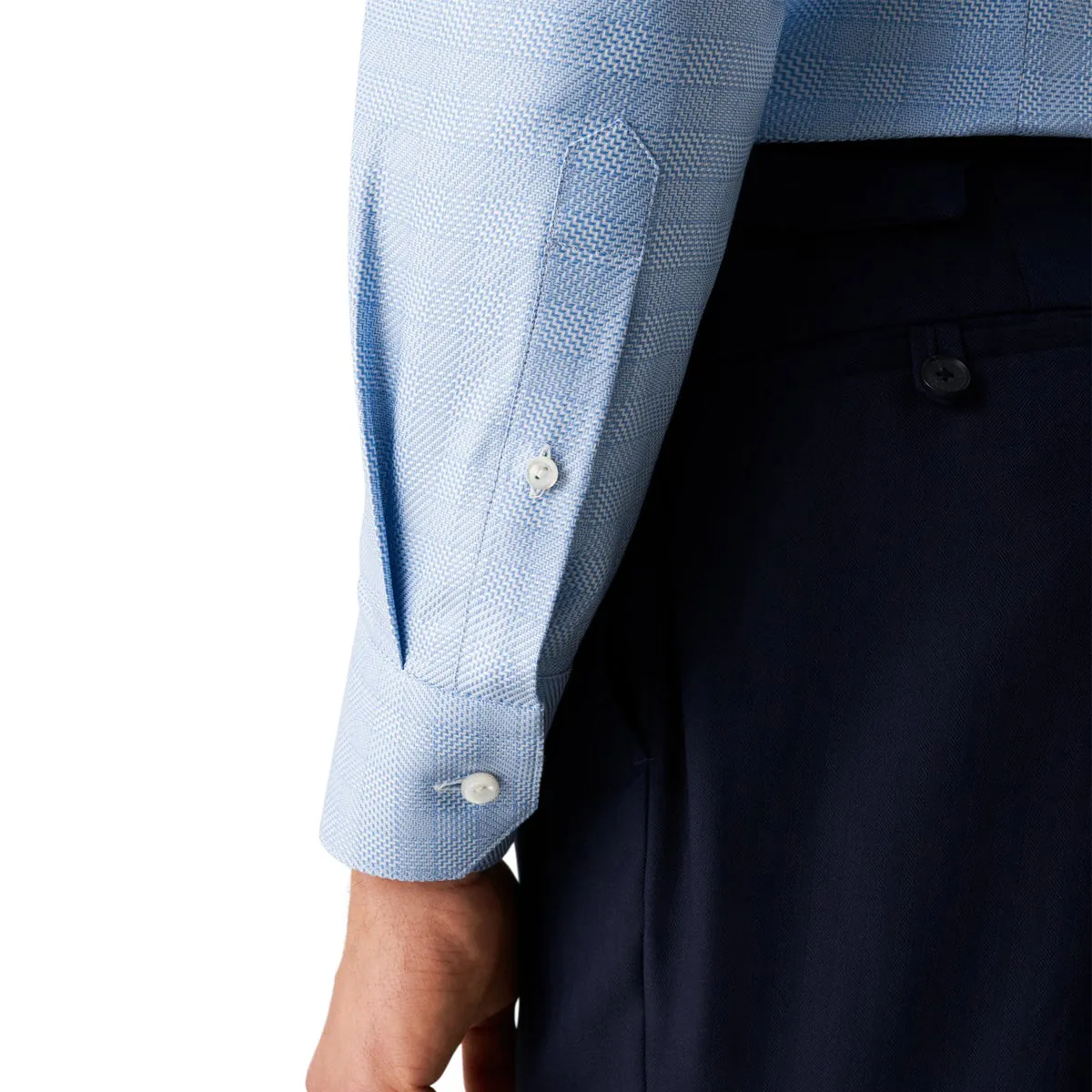 Light Blue Checked King Twill Contemporary Fit Shirt
