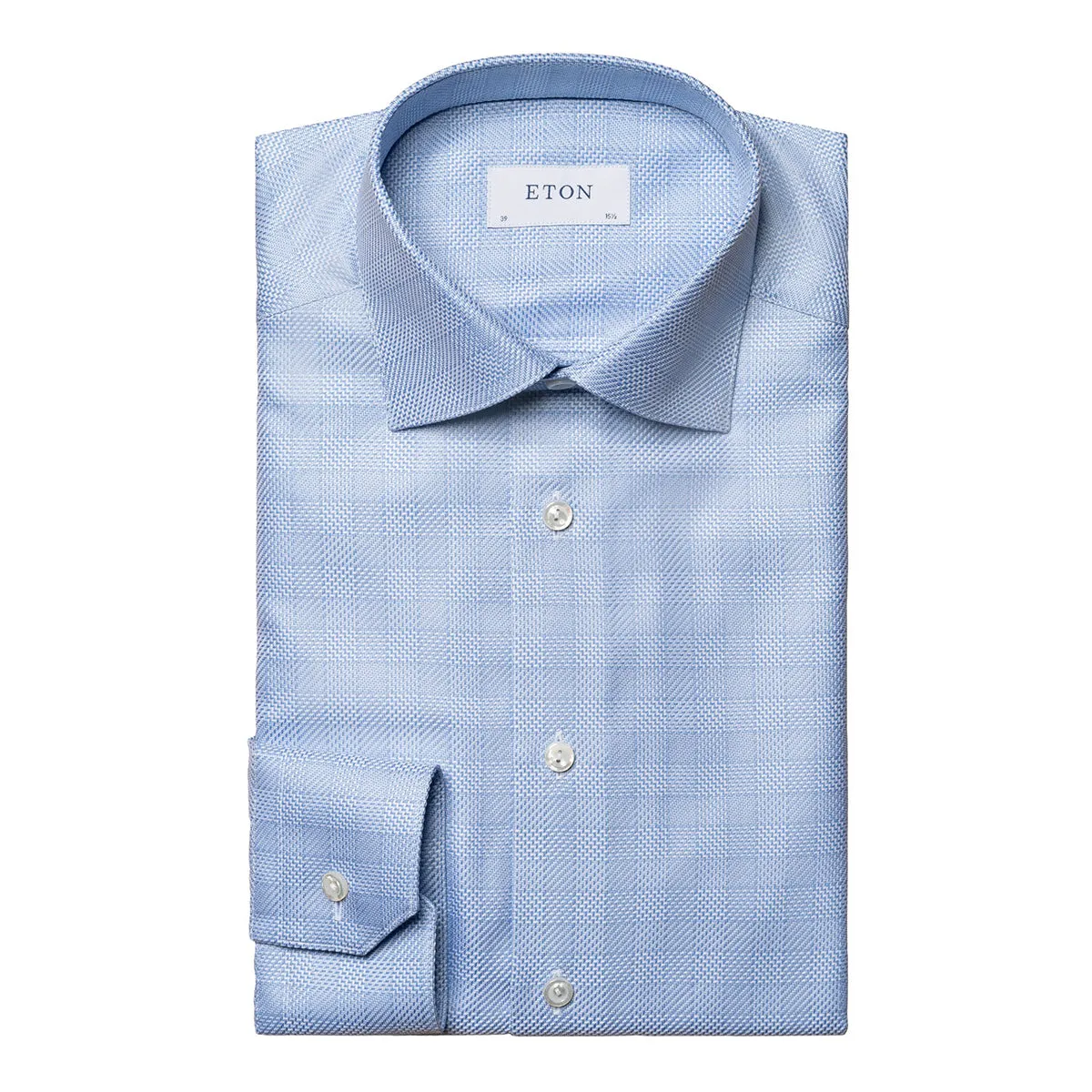 Light Blue Checked King Twill Contemporary Fit Shirt