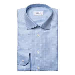 Light Blue Checked King Twill Contemporary Fit Shirt