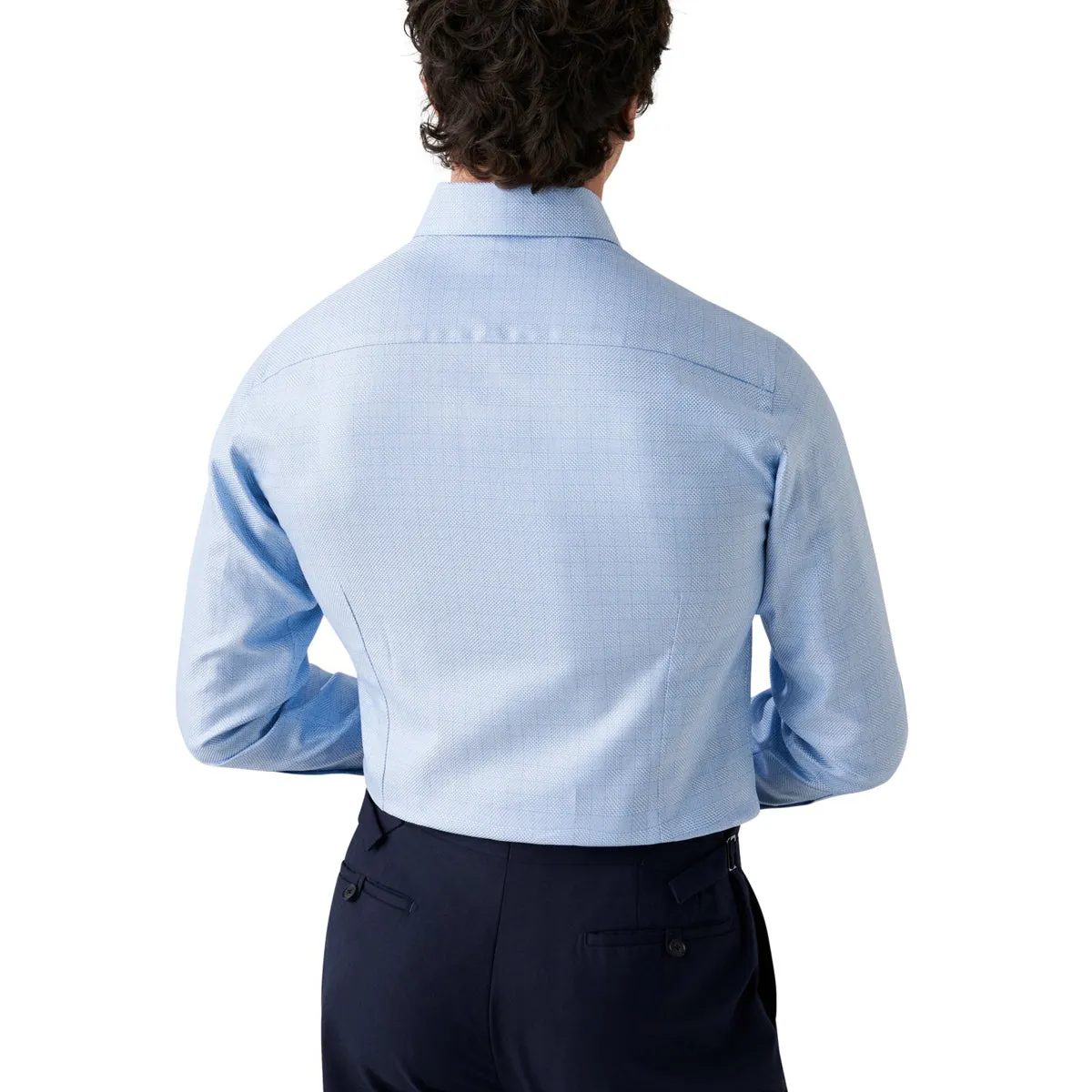 Light Blue Checked King Twill Contemporary Fit Shirt