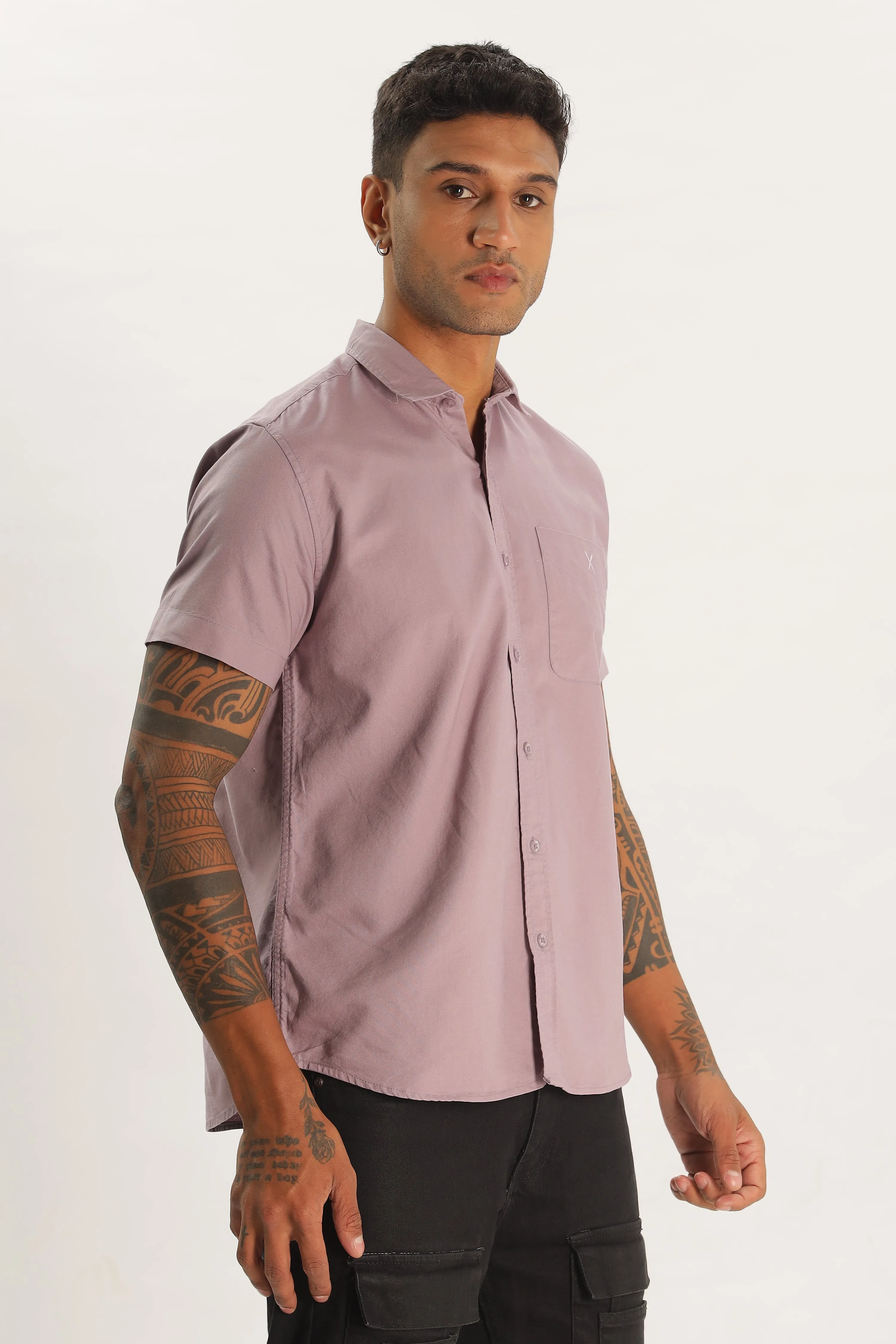 Light Purple Half Sleeve Regular Fit Shirt