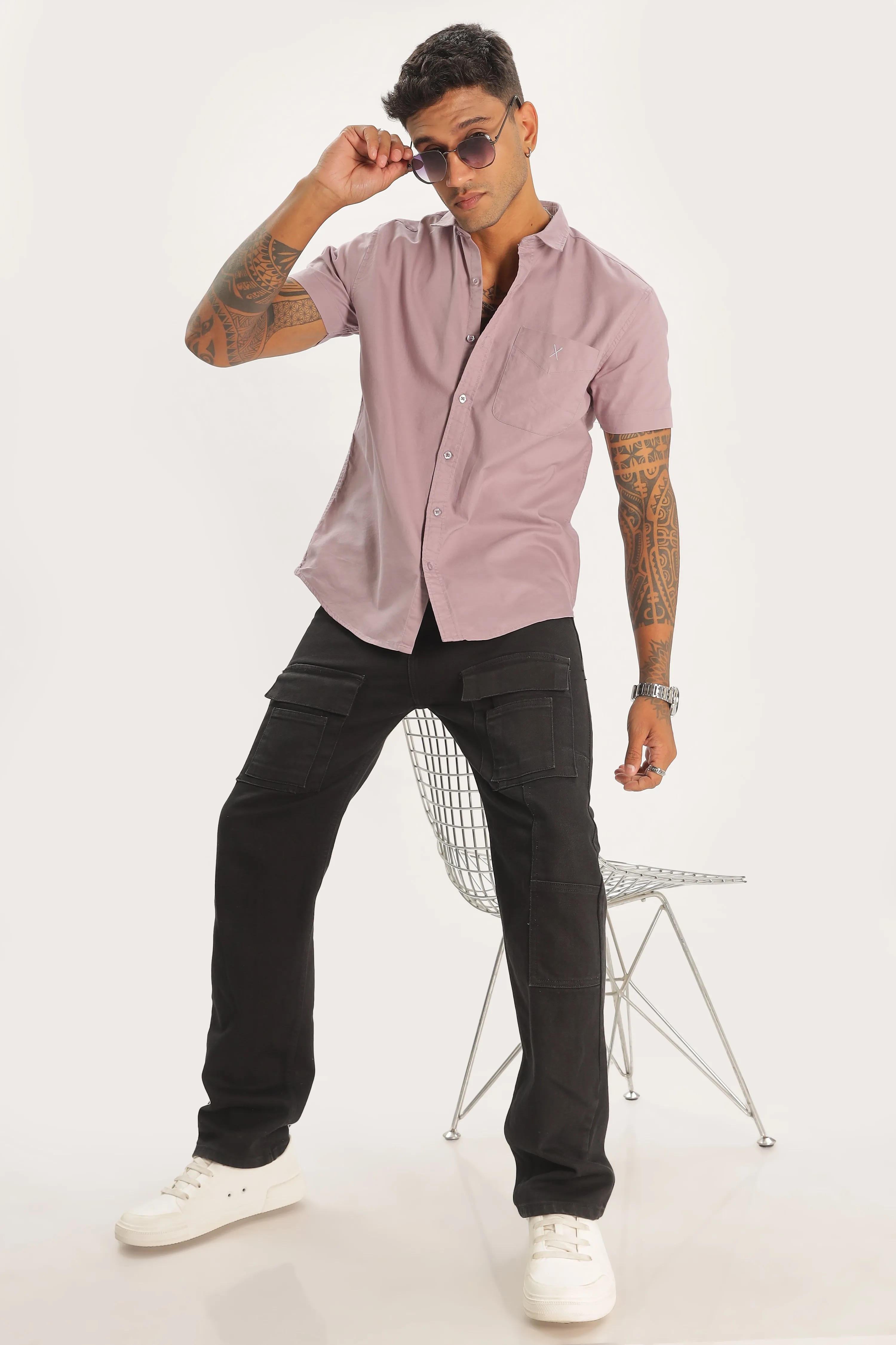 Light Purple Half Sleeve Regular Fit Shirt