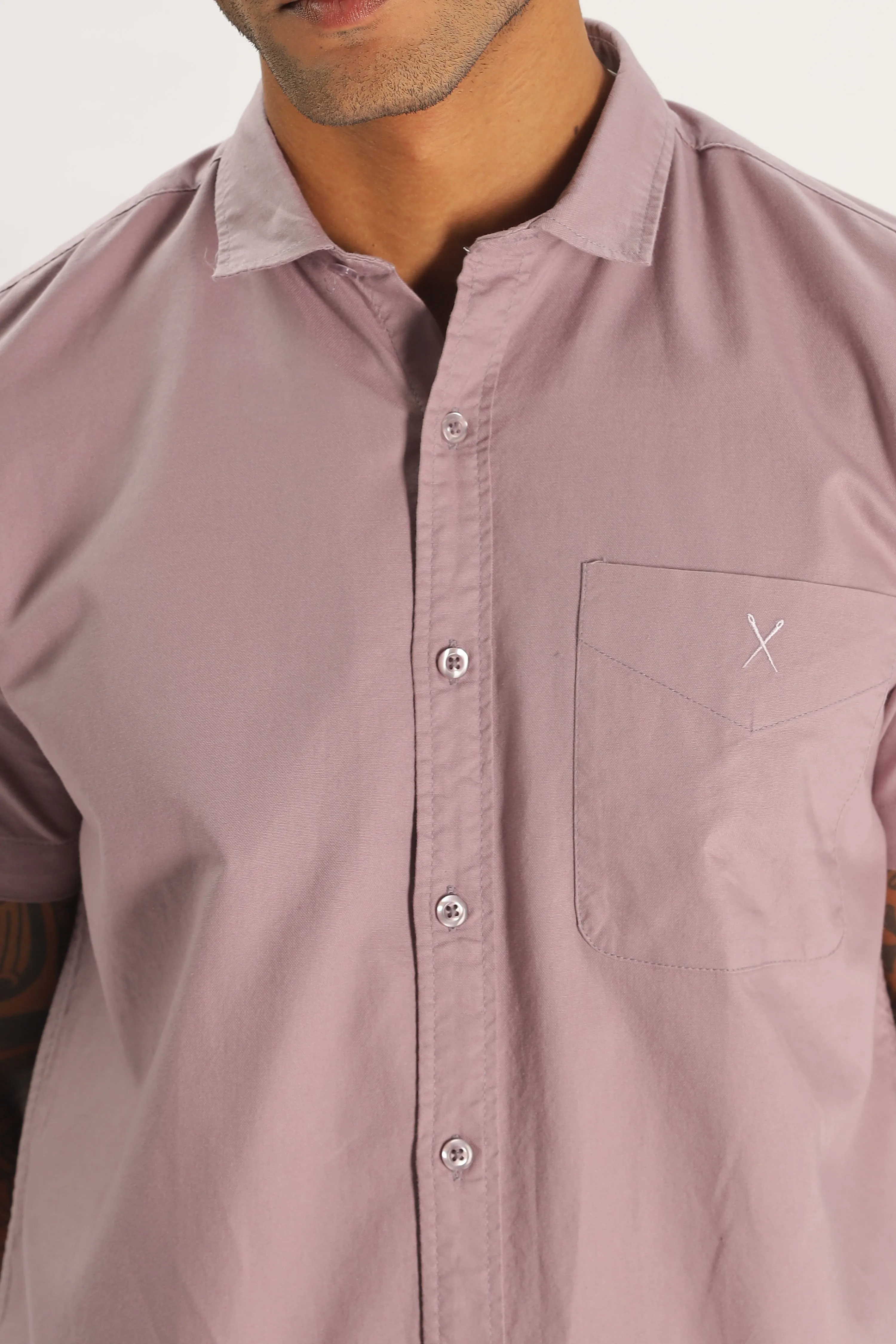 Light Purple Half Sleeve Regular Fit Shirt