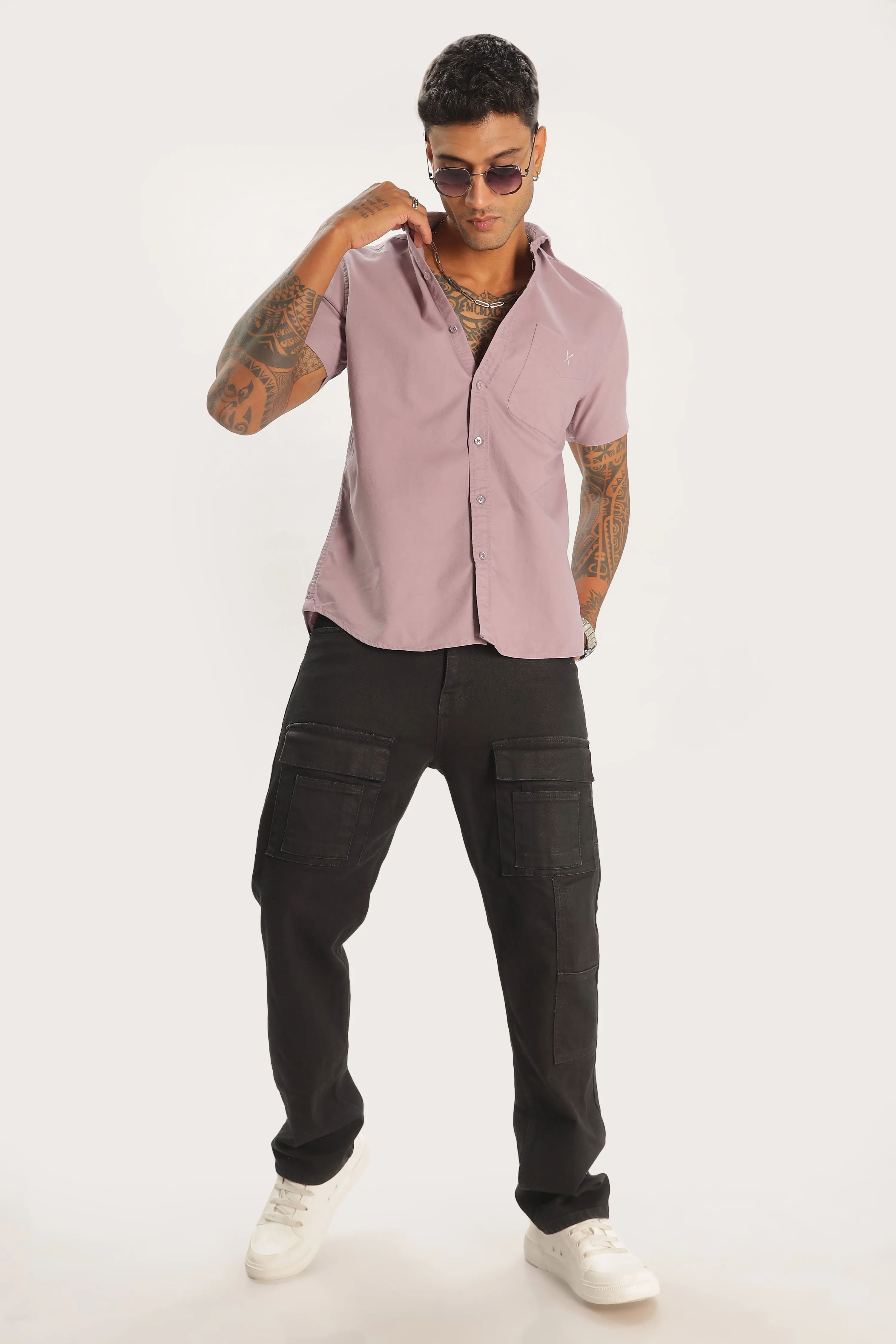 Light Purple Half Sleeve Regular Fit Shirt