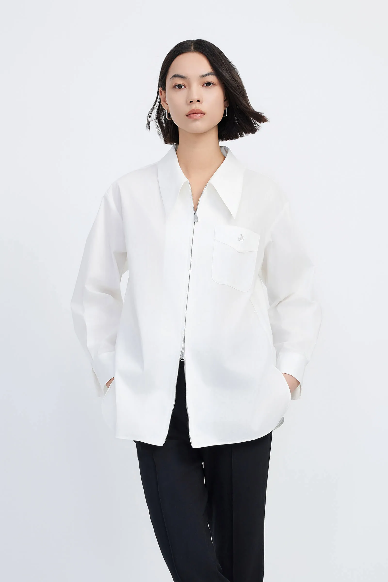 LILY Double-Zip Embroidered Shirt