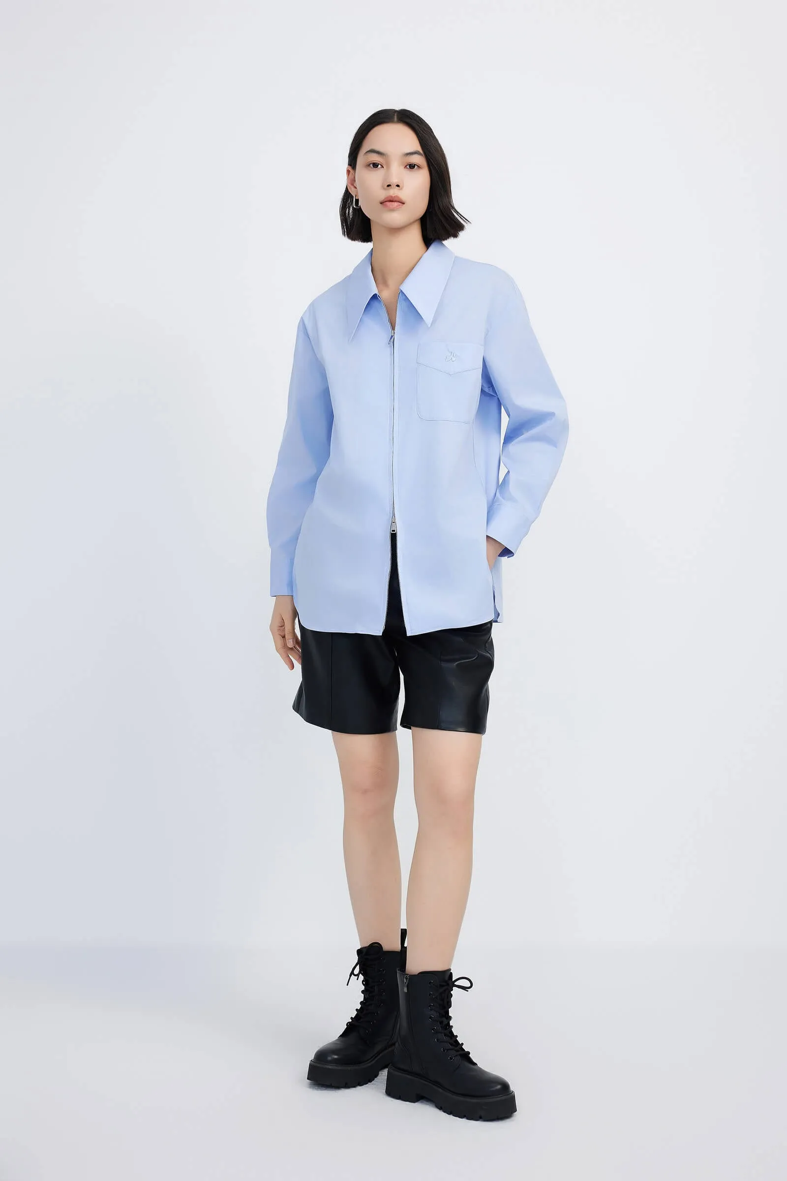 LILY Double-Zip Embroidered Shirt
