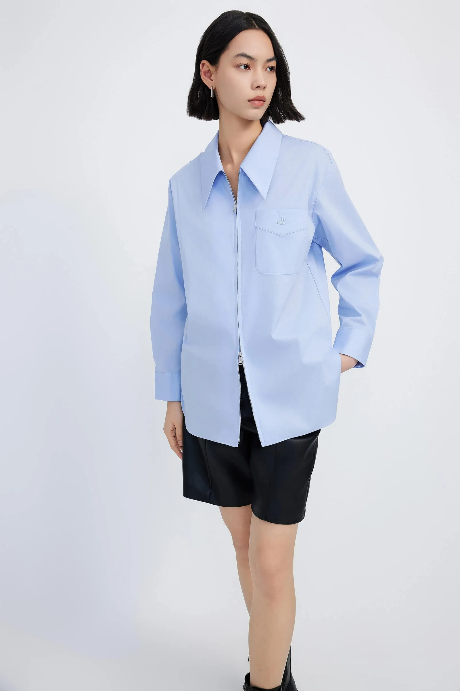 LILY Double-Zip Embroidered Shirt