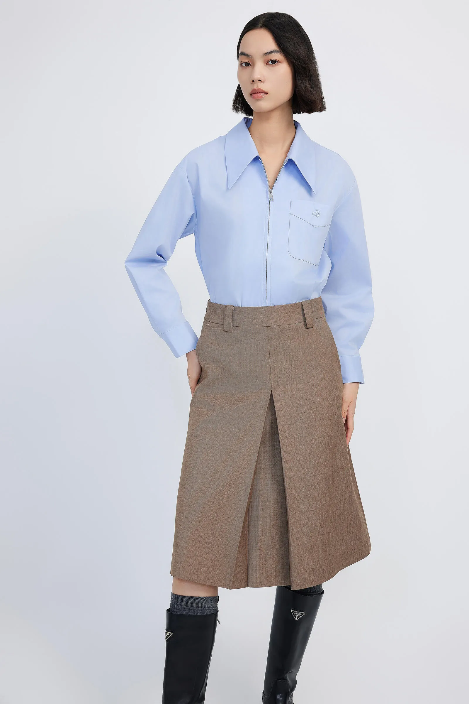 LILY Double-Zip Embroidered Shirt