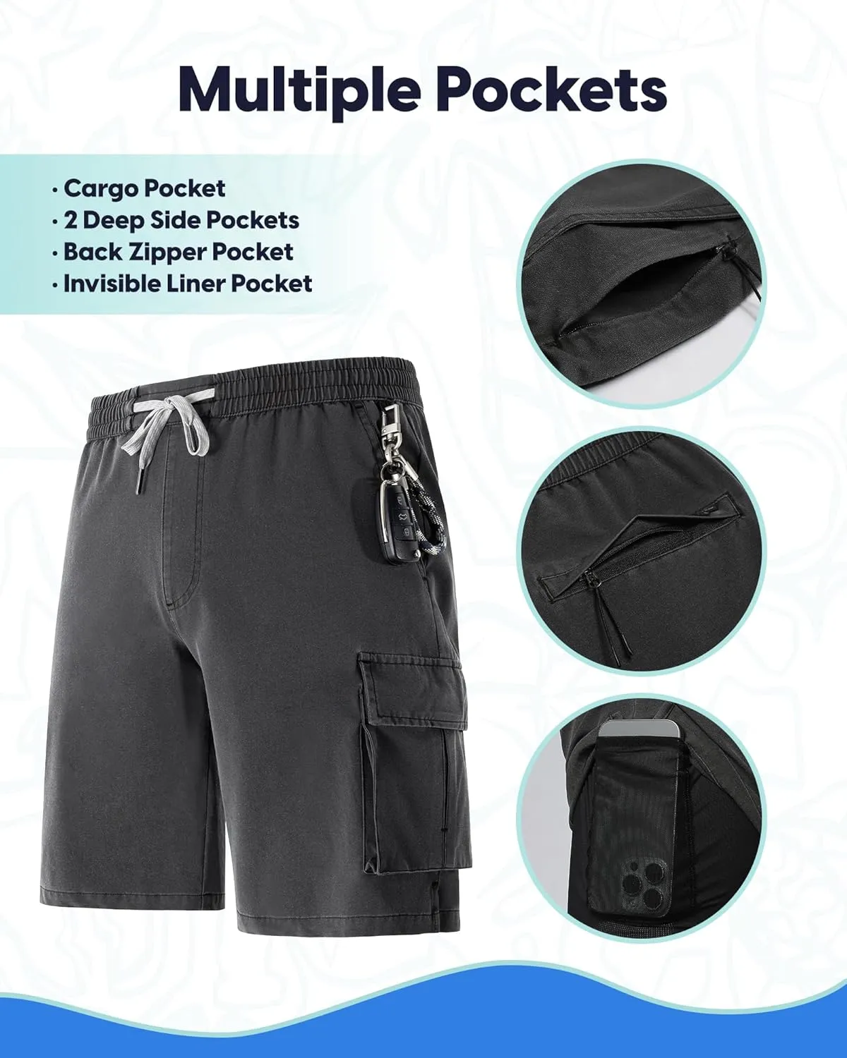 maamgic Mens Swim Trunks with Compression Liner 9 inch Quick Dry Men Bathing Suit Stretch Board Shorts