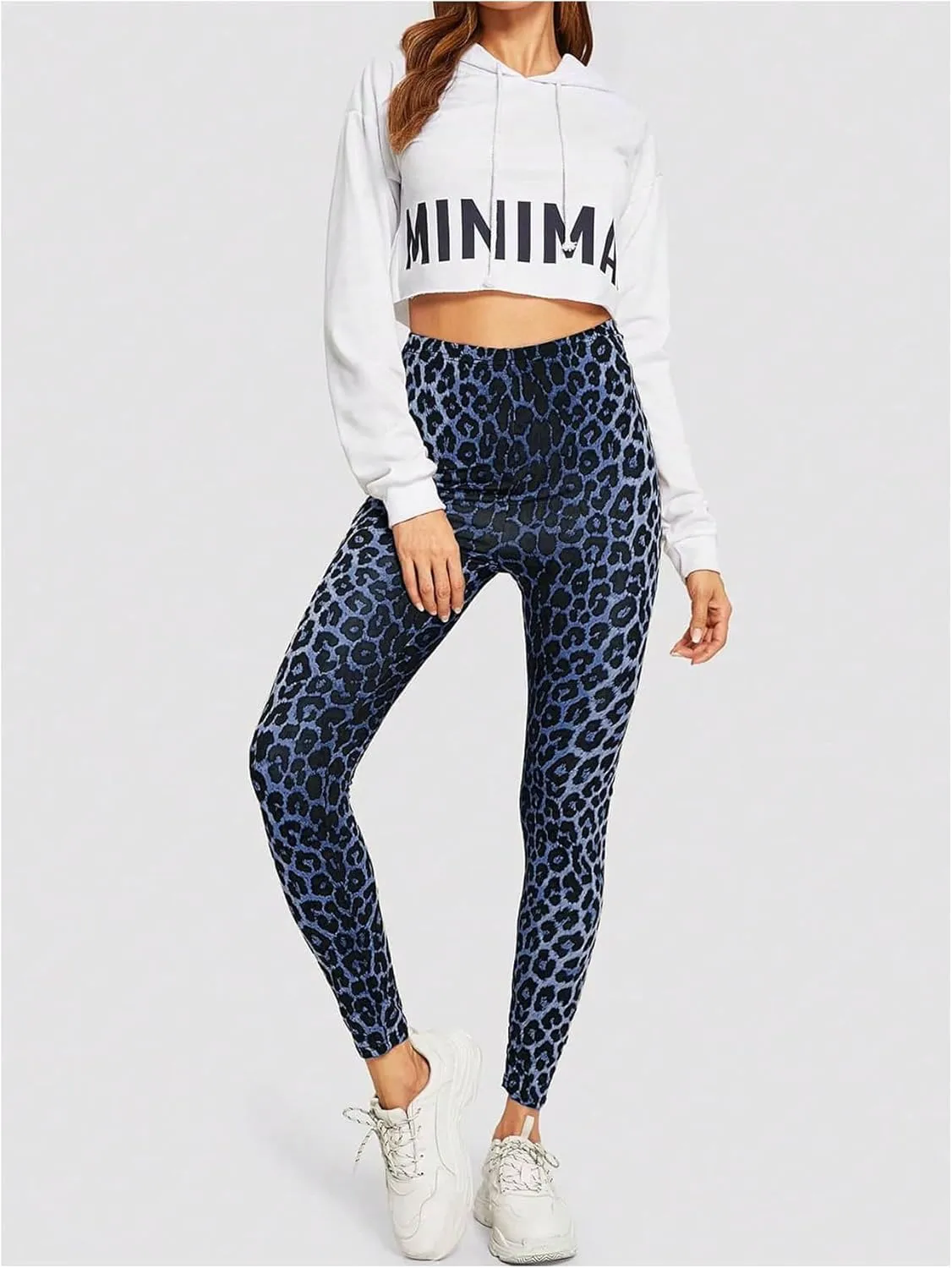 MakeMeChic Women's Leopard Print Leggings Tummy Control Skinny High Waisted Yoga Pants