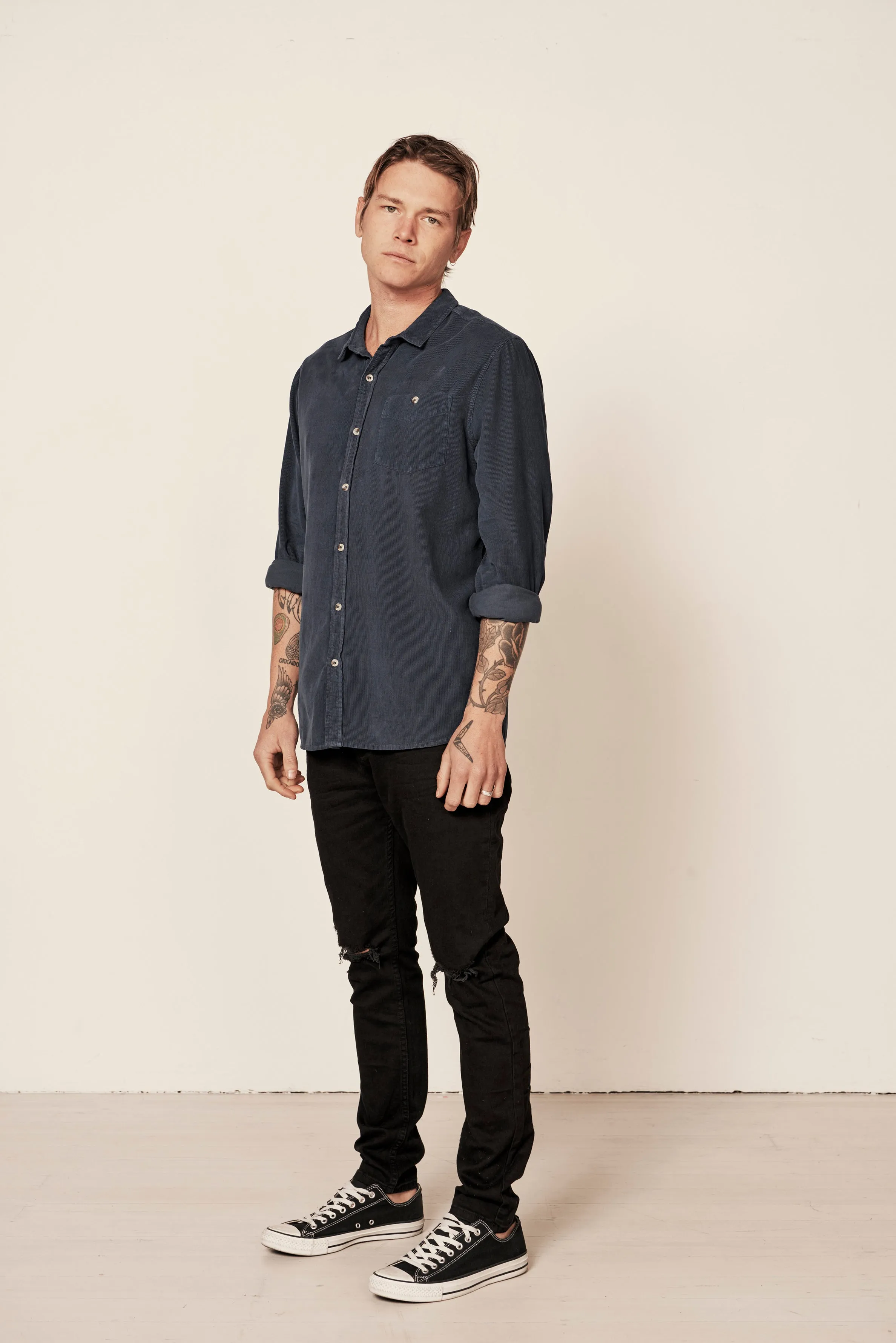 Men At Work Cord Shirt - Trade Blue