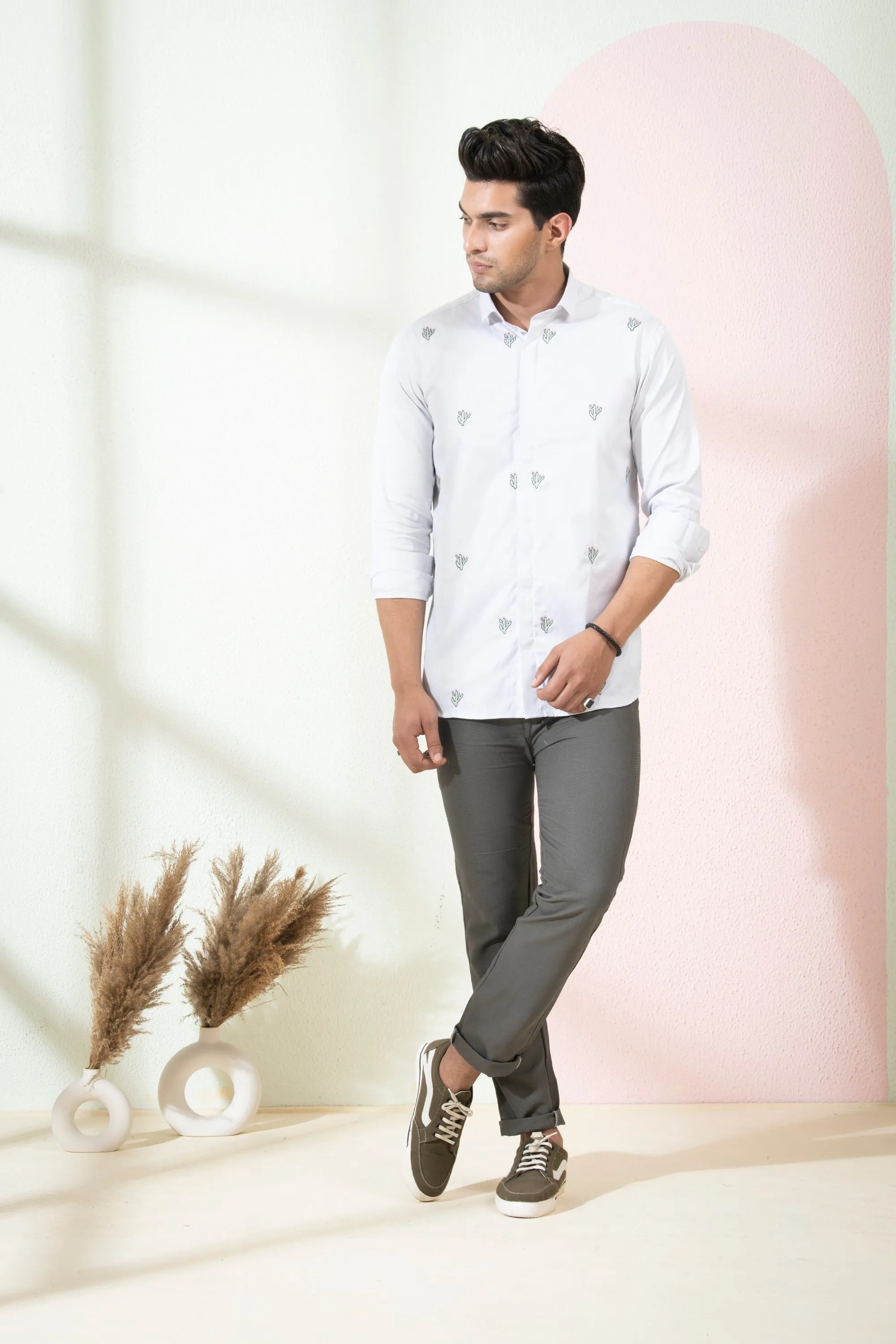 Men's Grey Color Rive Full Sleeves Shirt - Hilo Design