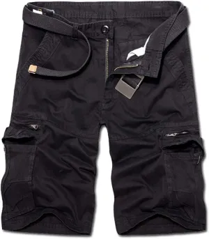Men's Lightweight Multi Pocket Casual Outdoor Twill Cargo Shorts with Zipper Pockets with 8 Pockets No Belt