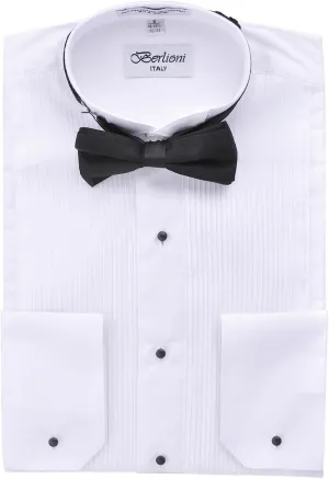 Modern Mens Cufflink Convertible White Tuxedo Dress Shirt   Black Bowtie