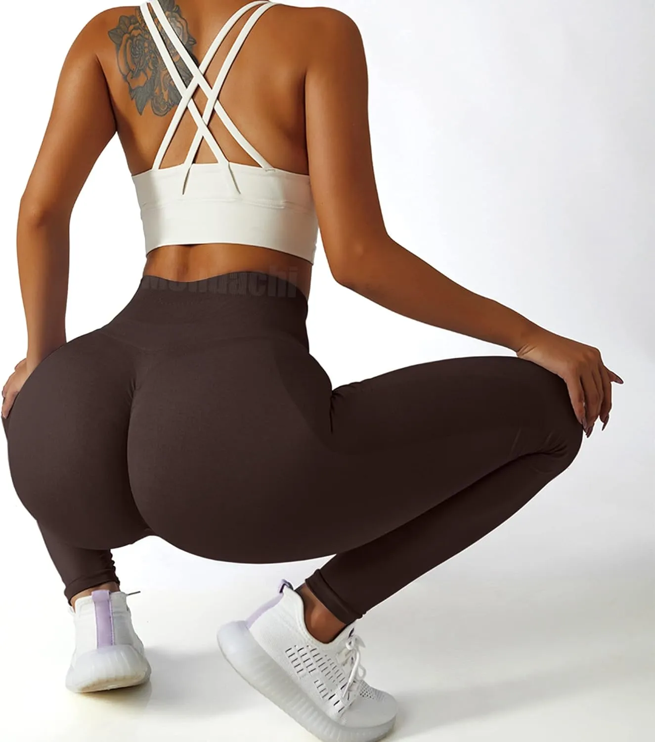 MOHUACHI Butt Lifting Workout Leggings for Women High Waisted Yoga Pants Scrunch Butt Gym Seamless Booty Tights
