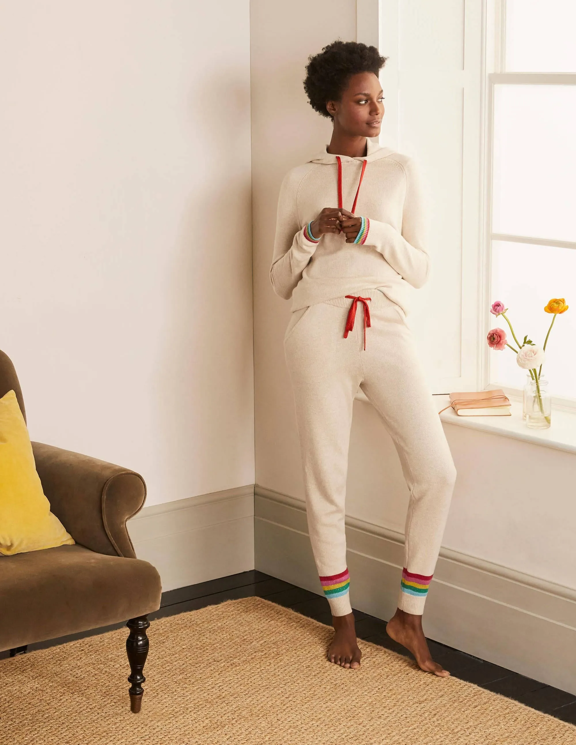 Morton Knitted Joggers-Oatmeal Melange