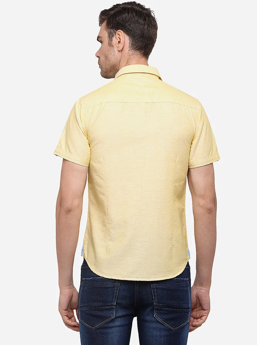 Mustard Yellow Solid Slim Fit Casual Shirt | Greenfibre