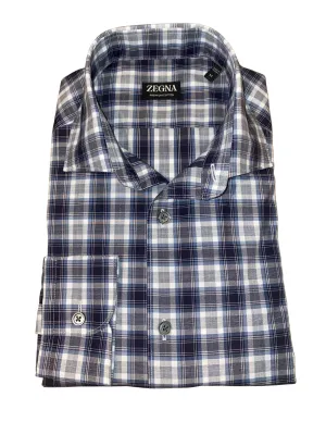 Navy and Grey Plaid Sportshirt