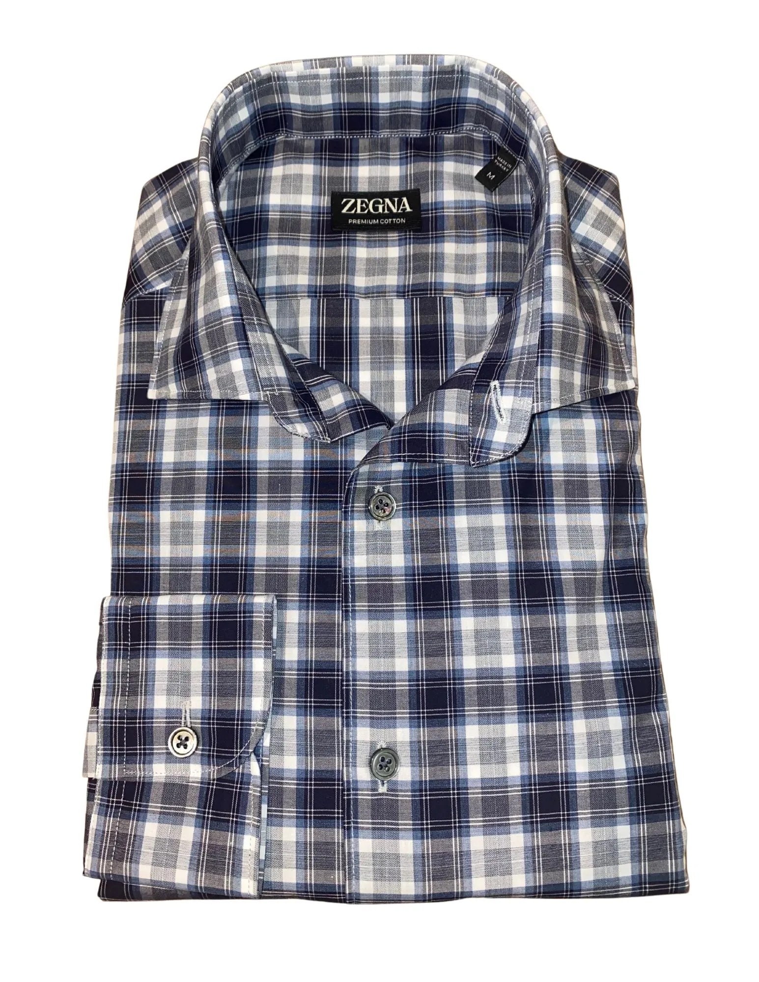 Navy and Grey Plaid Sportshirt