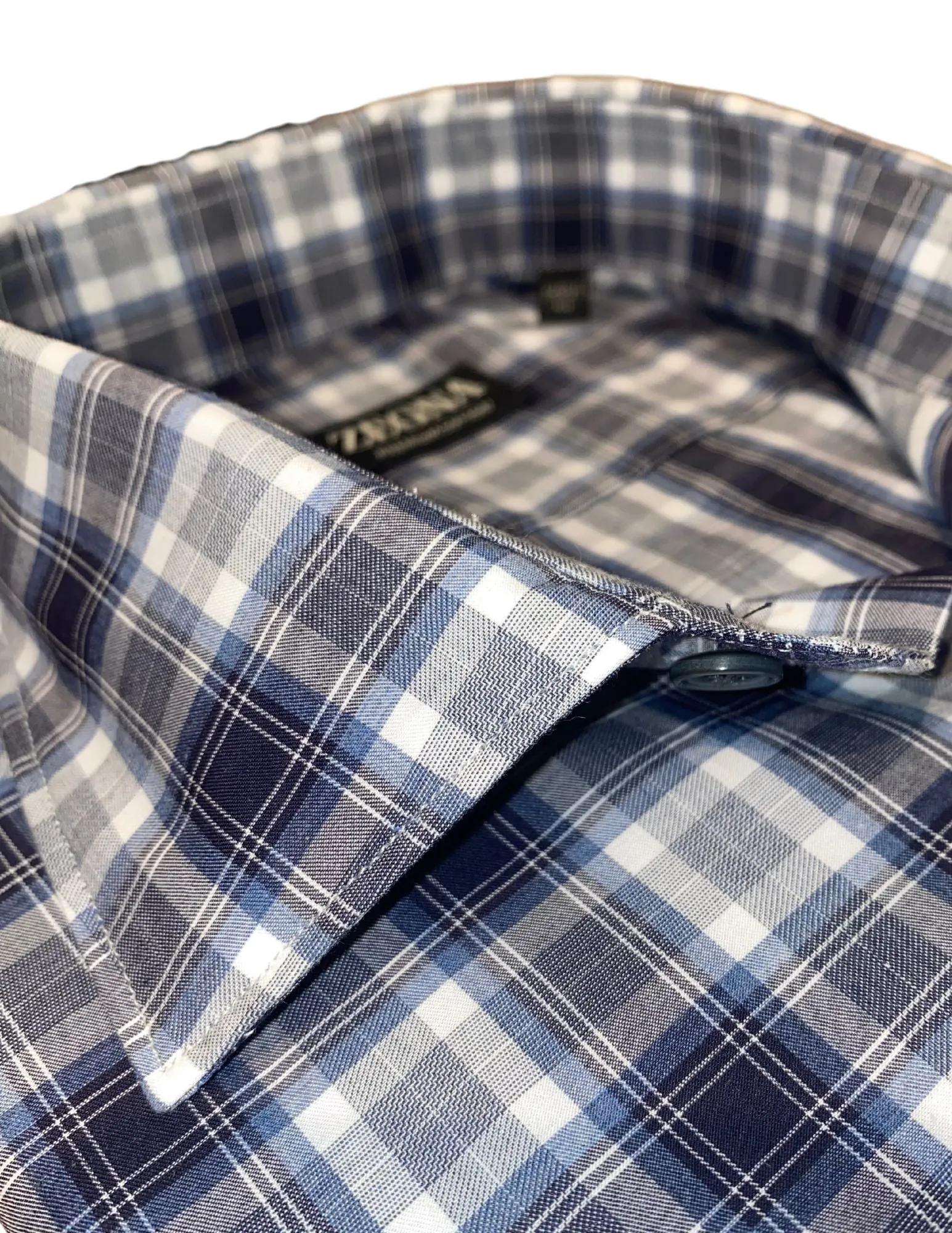 Navy and Grey Plaid Sportshirt