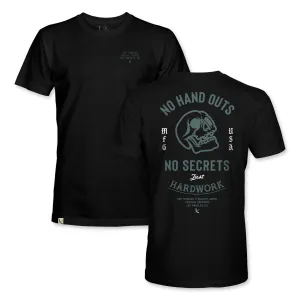 NO HAND OUTS TEE - BLACK/LAGOON