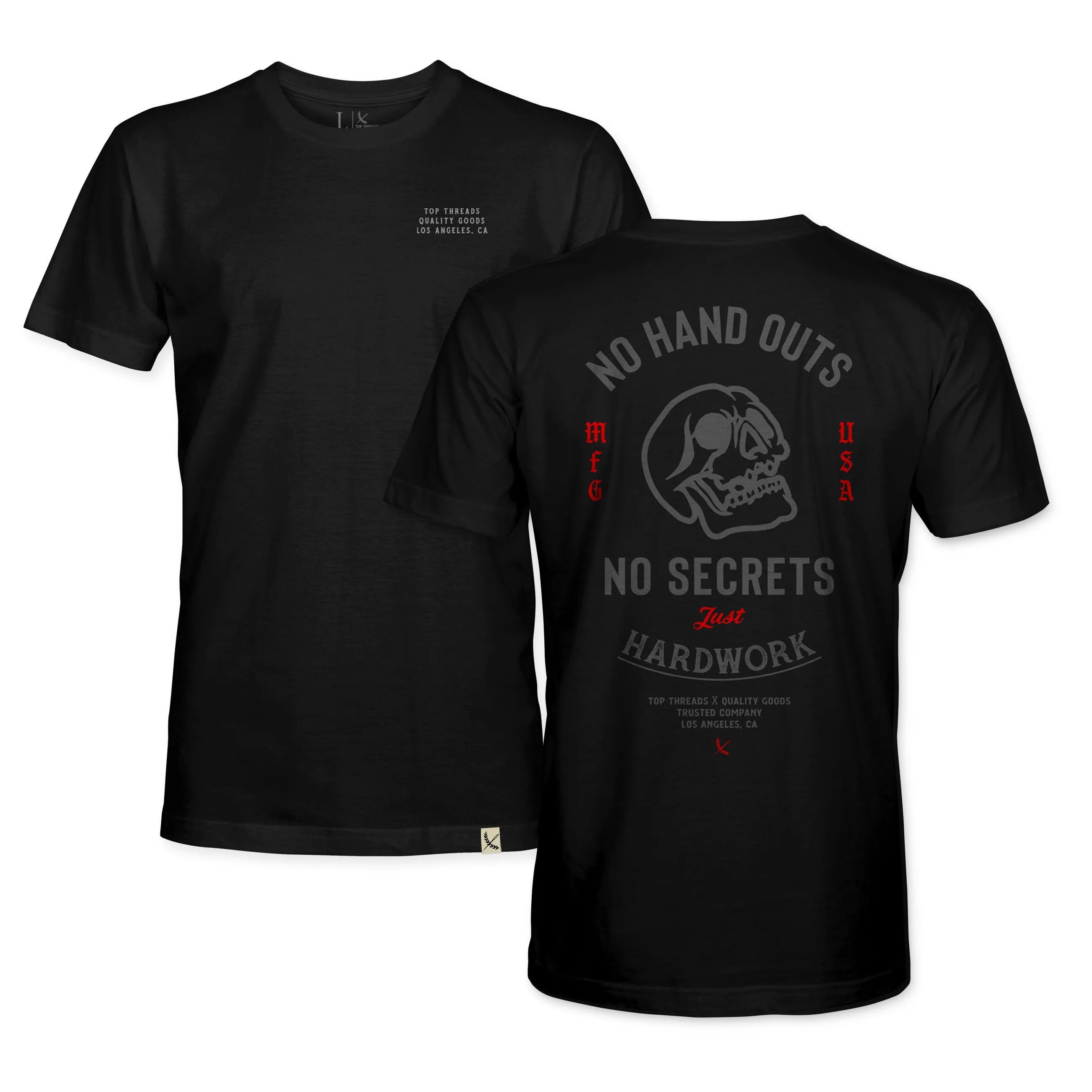 NO HAND OUTS TEE - BLACK/RED