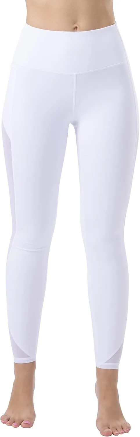 ONGASOFT High Waisted Yoga Pants for Women Running Workout Mesh Leggings Side Pockets Squat Proof Tummy Control
