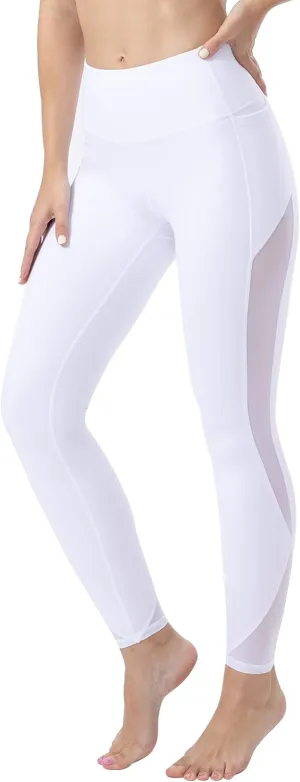 ONGASOFT High Waisted Yoga Pants for Women Running Workout Mesh Leggings Side Pockets Squat Proof Tummy Control