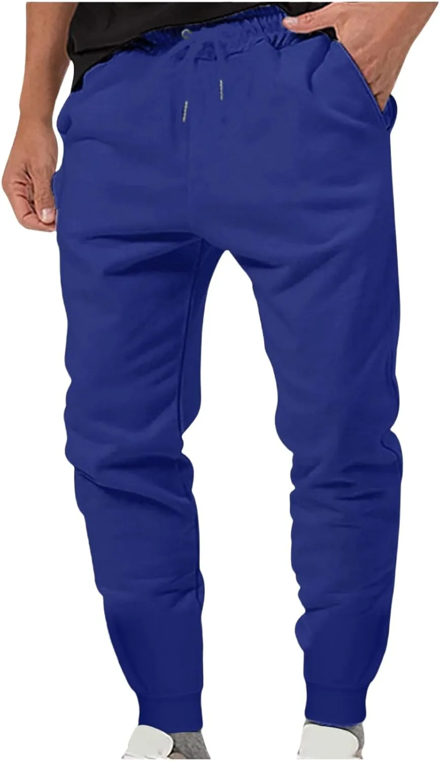 Outdoor Sweatpants for Men Tactical Stretchy Joggers Workout Gym Pants Casual Slim Fit Tapered Trousers Drawstring