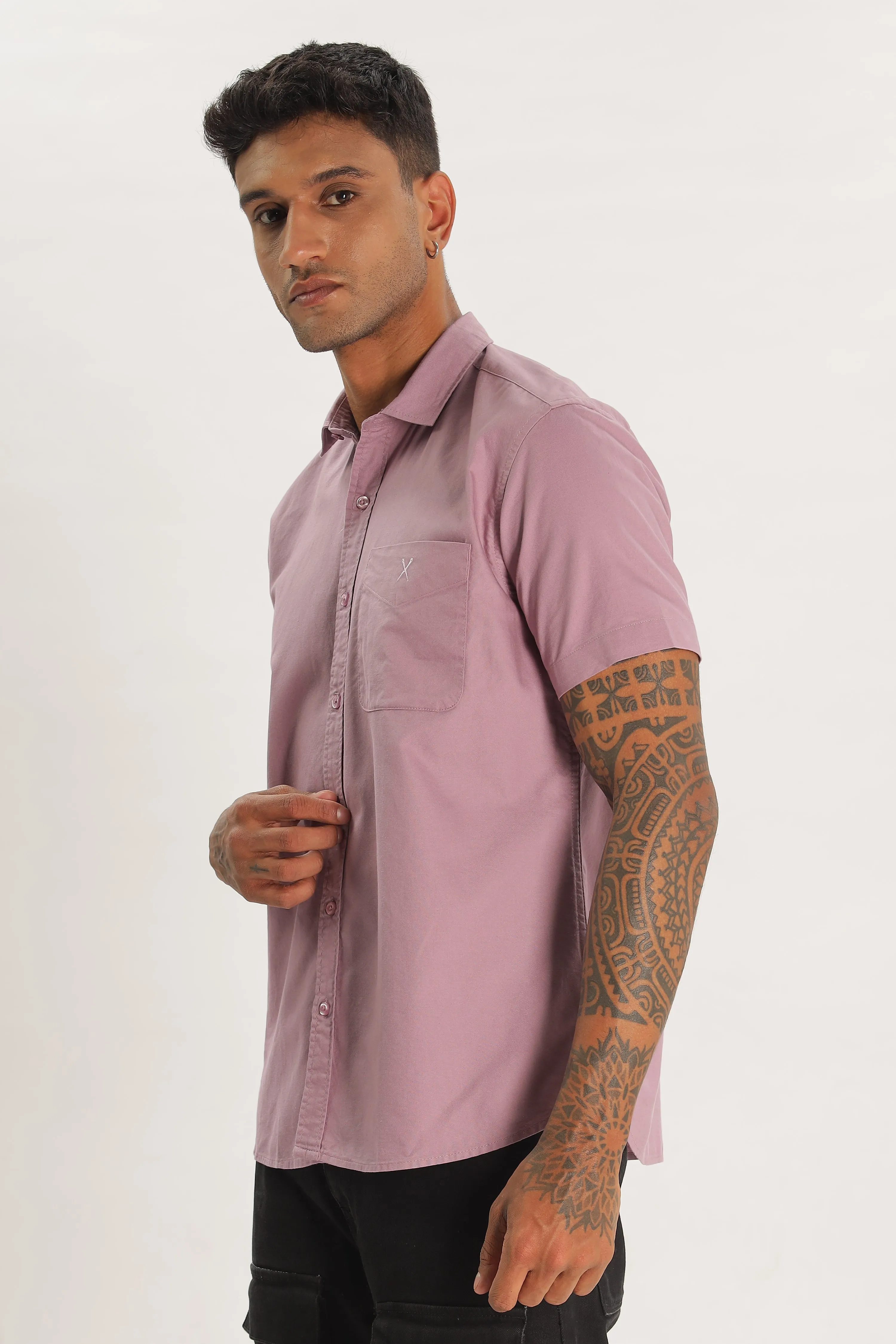 Peach Half Sleeve Regular Fit Shirt