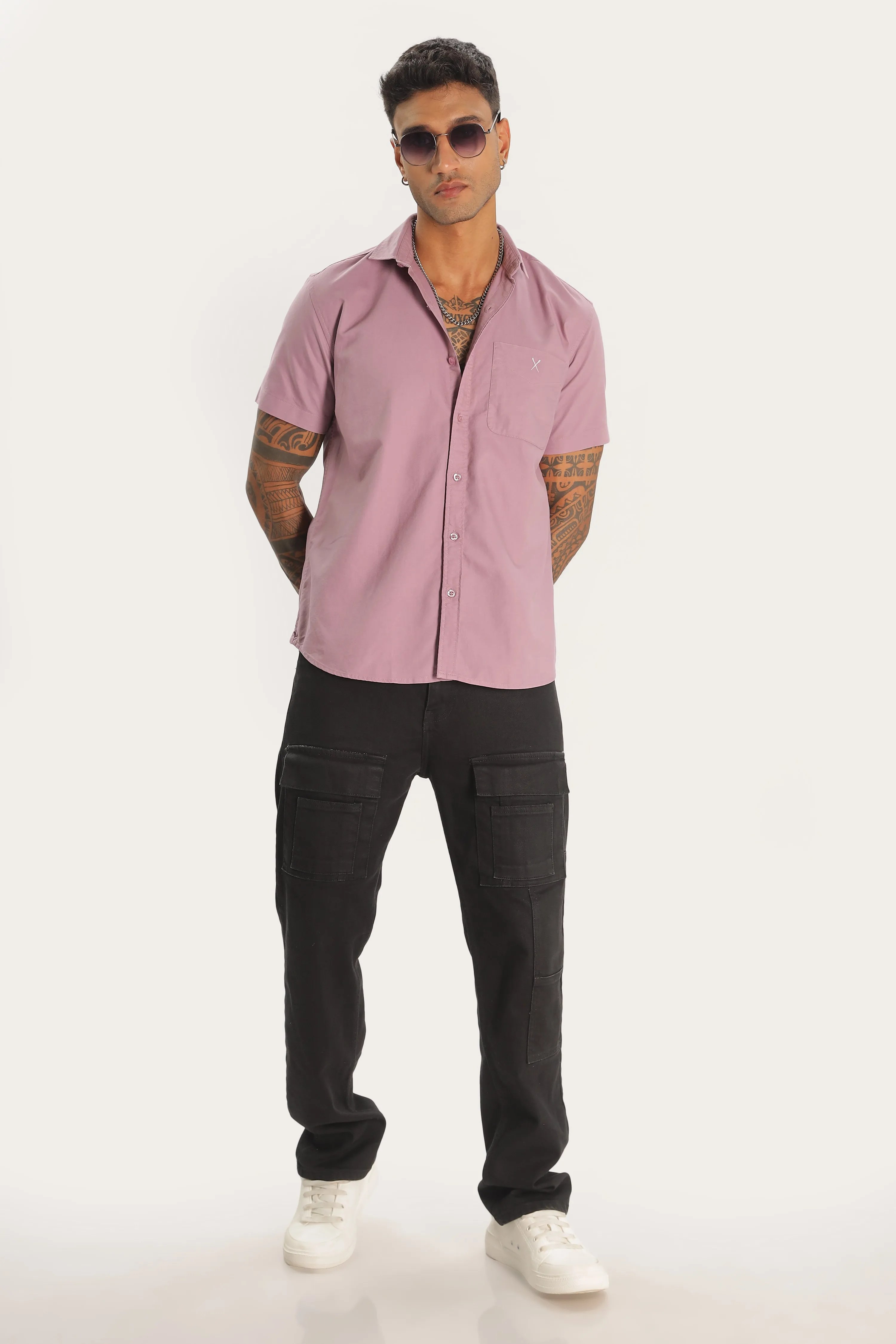 Peach Half Sleeve Regular Fit Shirt