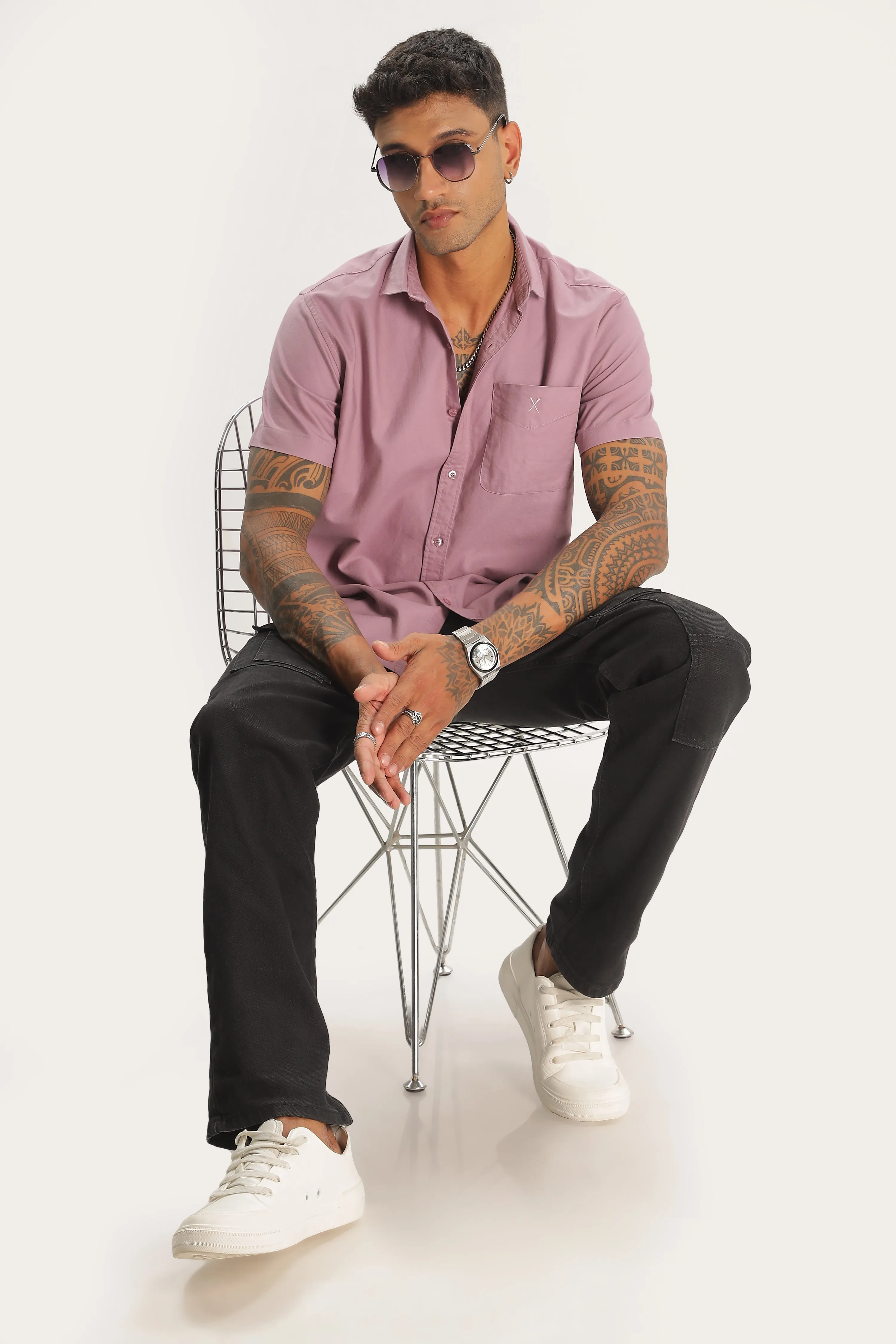 Peach Half Sleeve Regular Fit Shirt