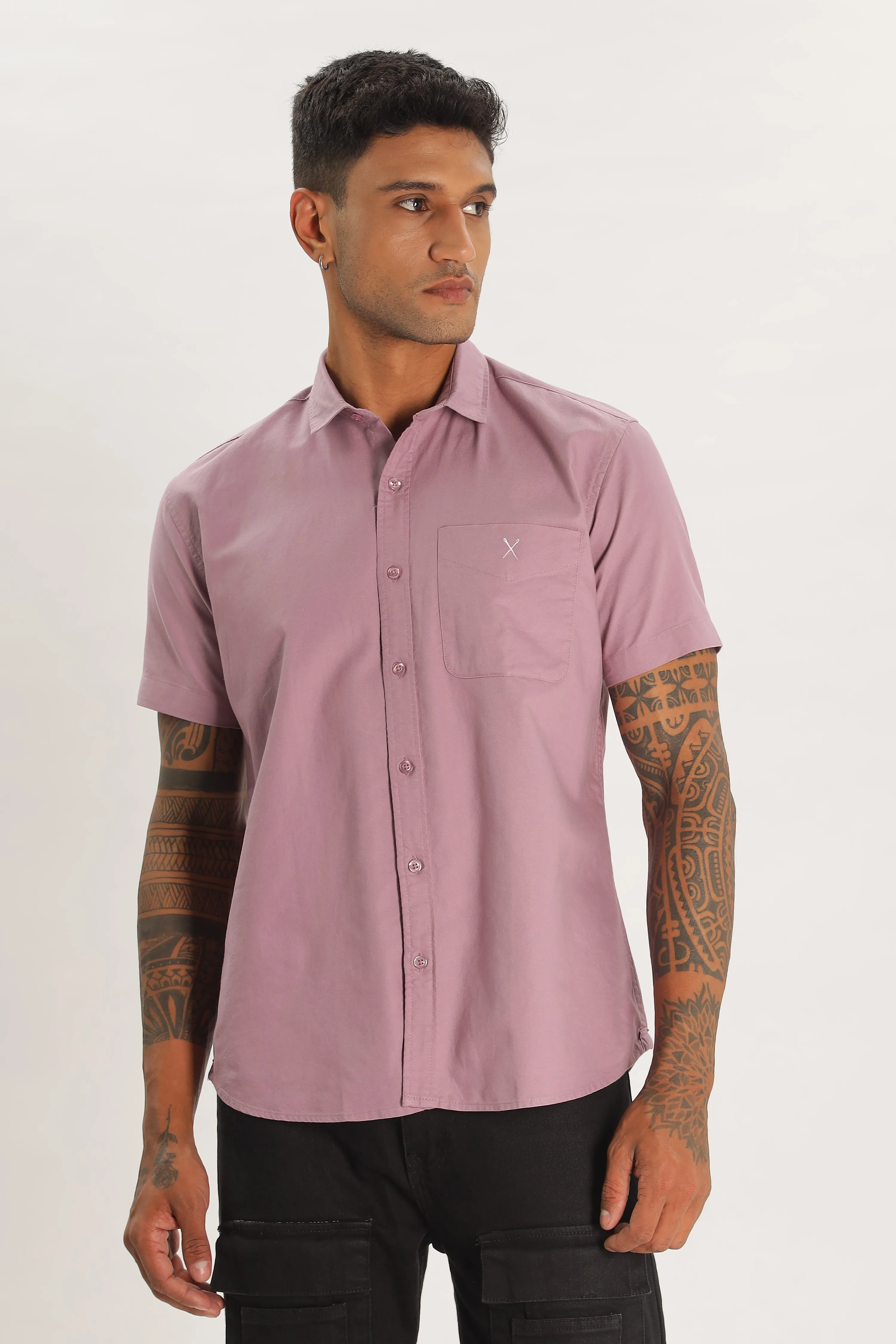 Peach Half Sleeve Regular Fit Shirt